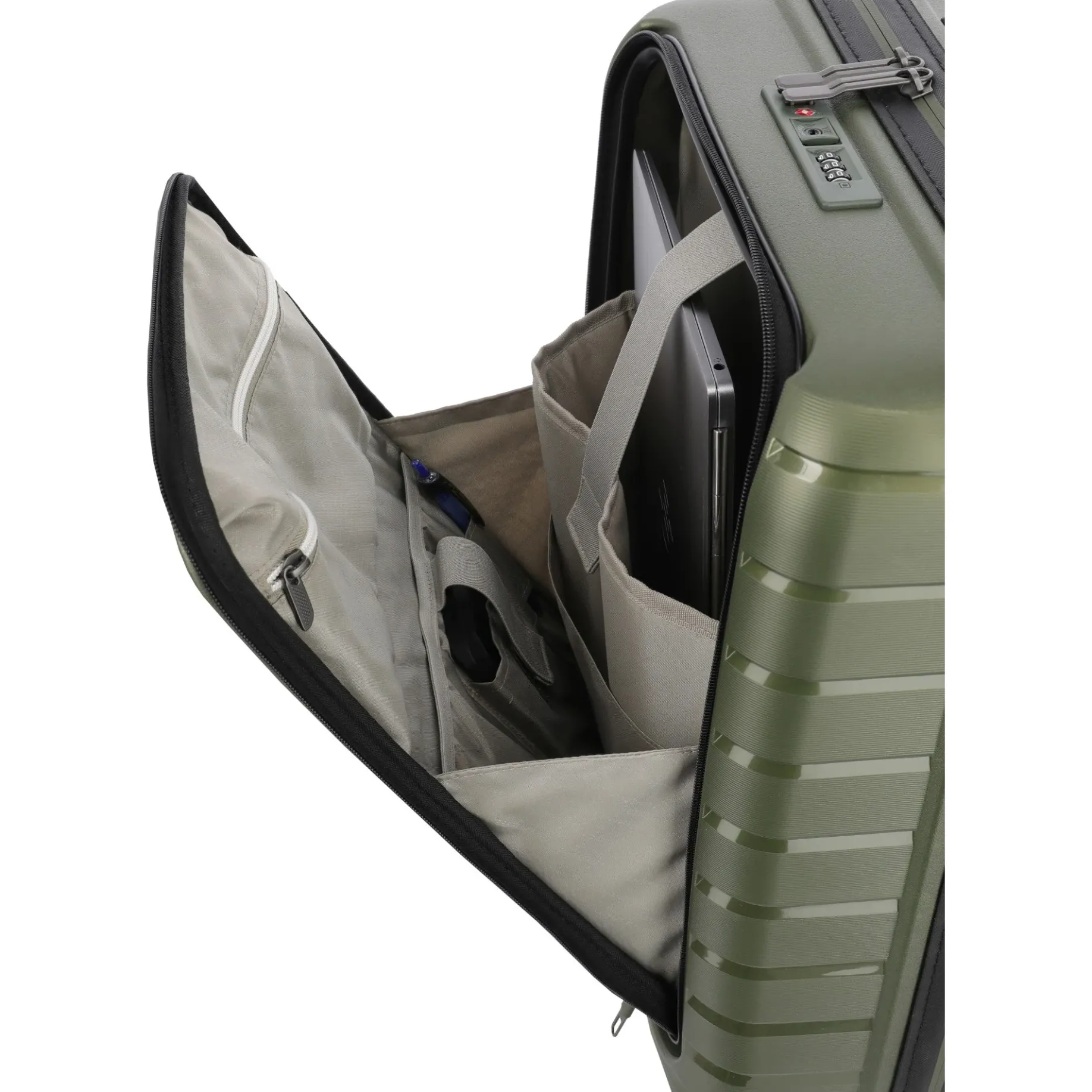 Air Base - 4-Rollen-Kabinentrolley mit Vortasche S 55 cm (olive)