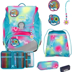 Alpha Exklusiv Safety Light - Schulranzen Set 5tlg. (Happy Rainbow)
