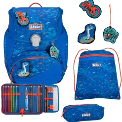 Alpha Exklusiv Superflash - Schulranzen Set 4tlg. (Blue Dino)