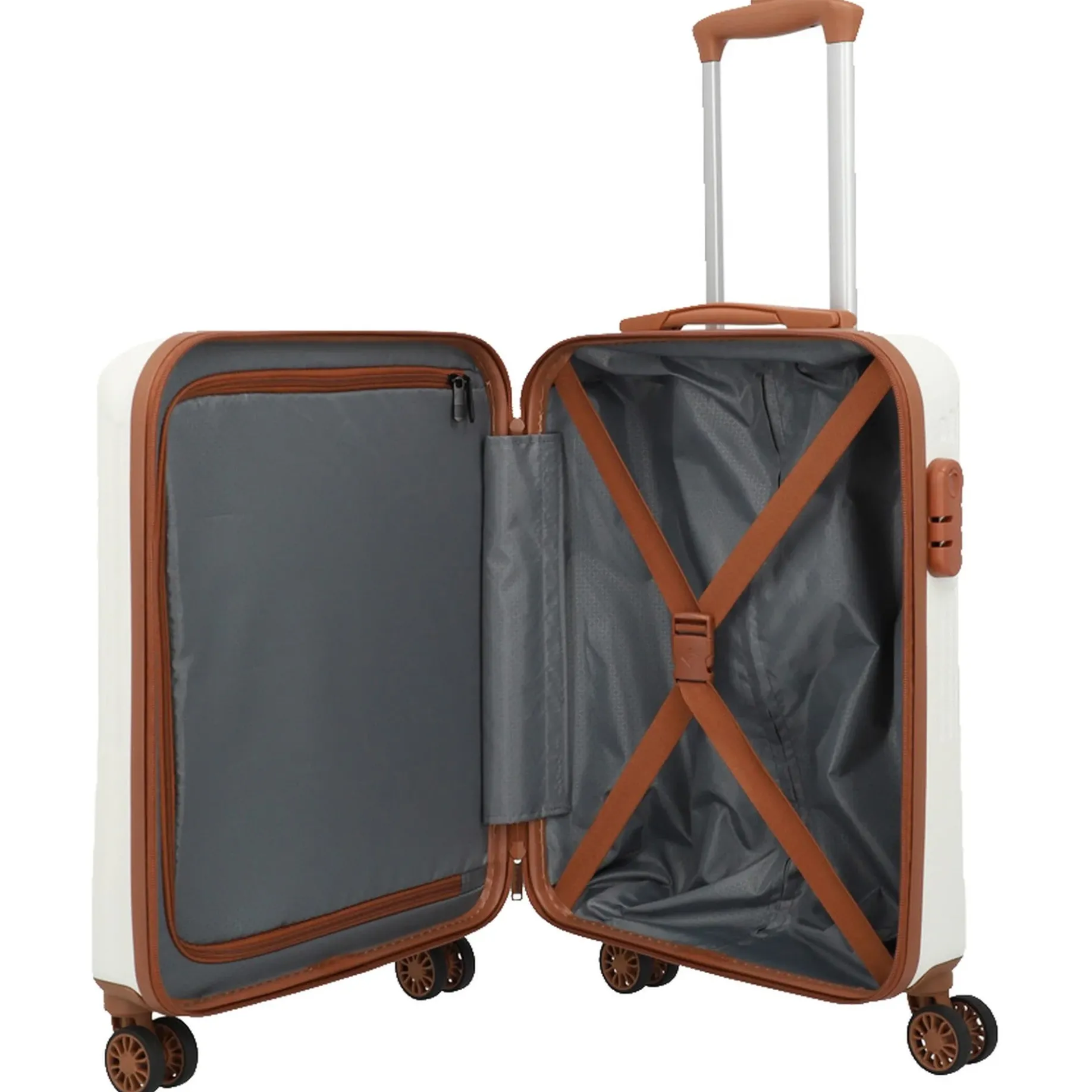 Bali - 4-Rollen-Kabinentrolley S 55 cm (weiß/cognac)