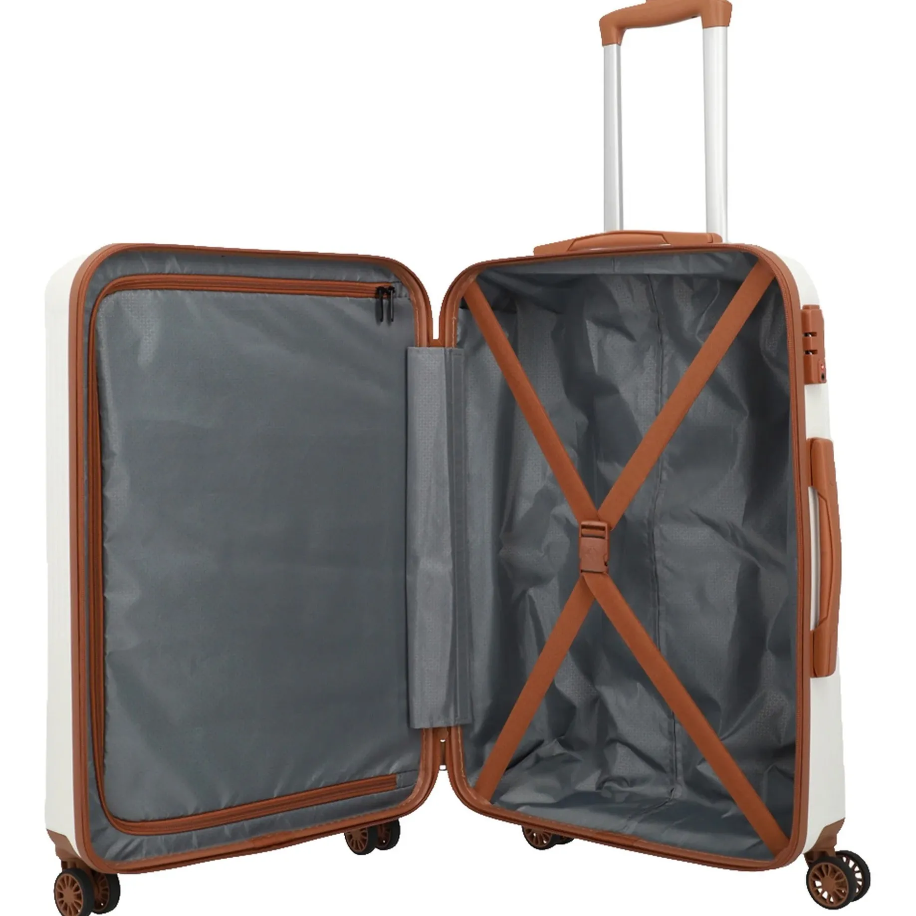 Bali - 4-Rollen-Trolley M 67 cm (weiß/cognac)