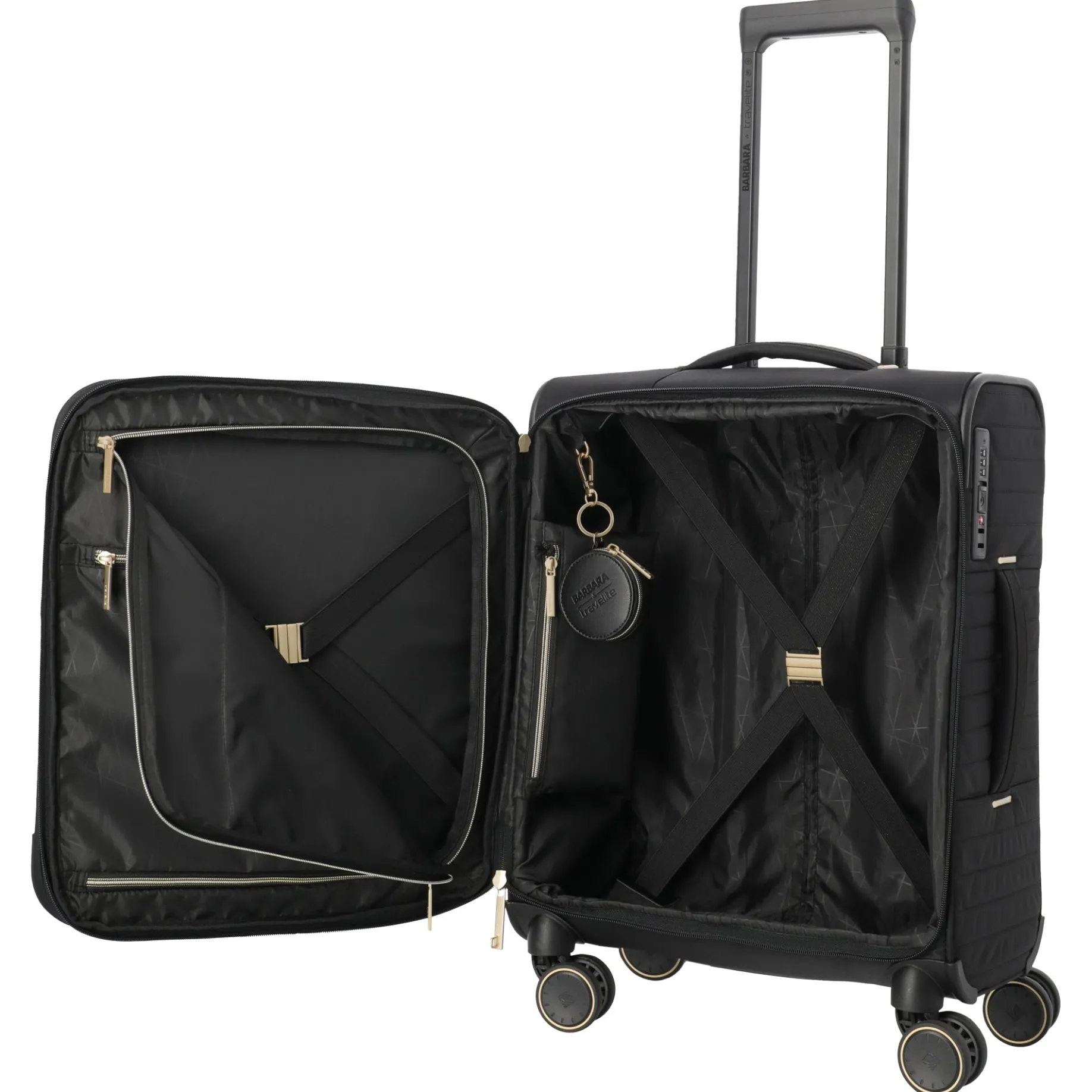 BARBARA Stepp - 4-Rollen-Trolley S 55 cm erw. (schwarz, 55 cm)