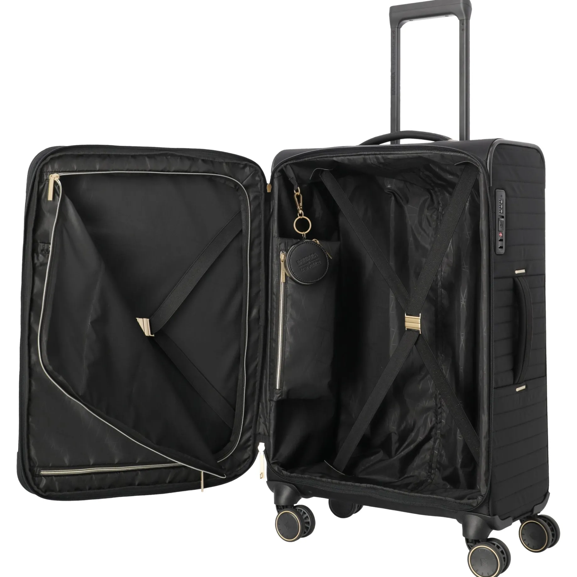 BARBARA Stepp - 4-Rollen-Trolley M 68 cm erw. (schwarz, 68 cm)