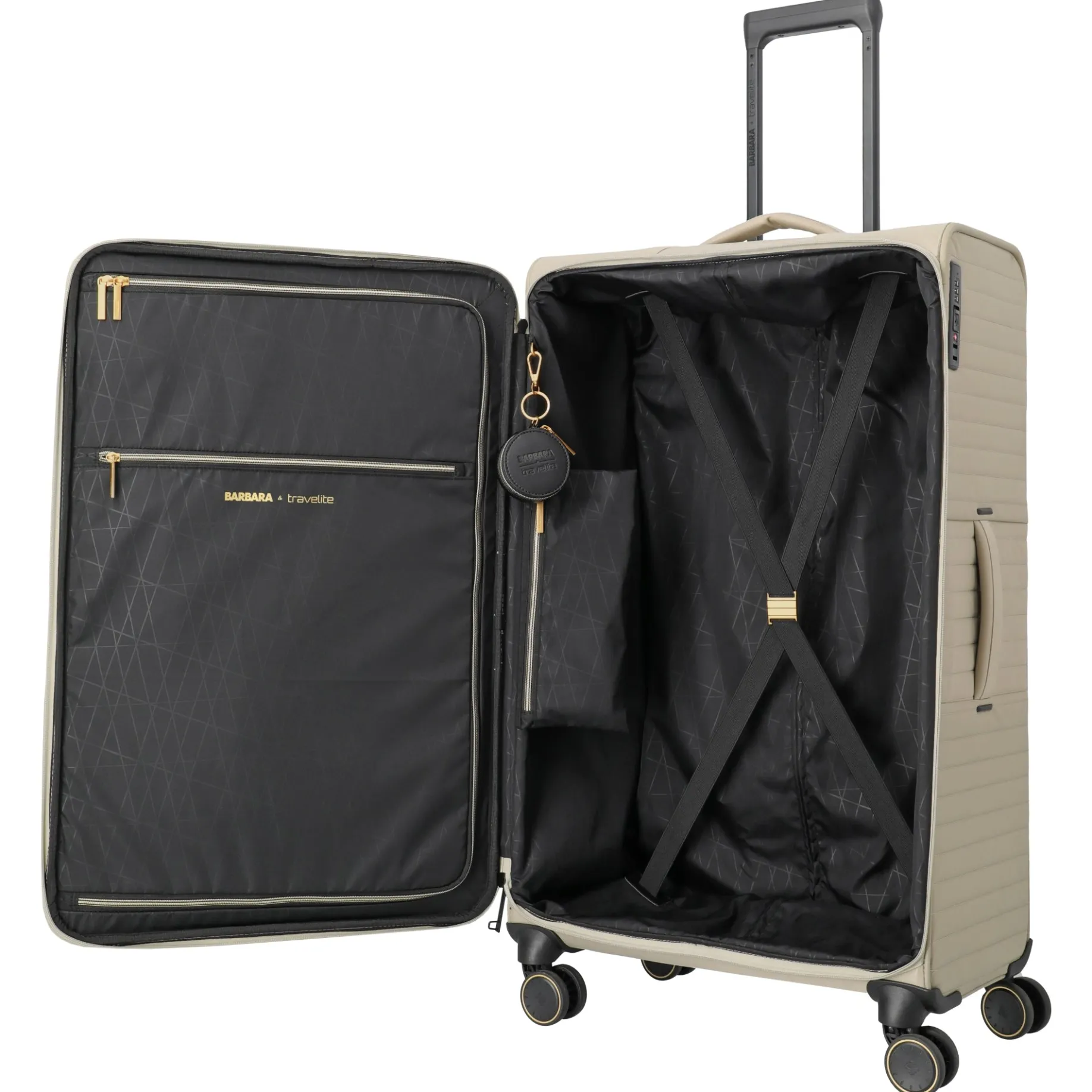 BARBARA Stepp- 4-Rollen-Trolley L 80 cm (satin nude, 80 cm)