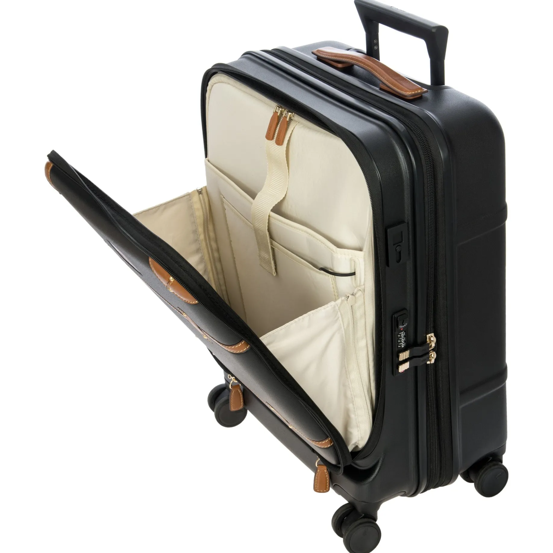 Bellagio - 4-Rollen-Kabinentrolley mit Vortasche 55 cm erw. recycelt (black/tan)