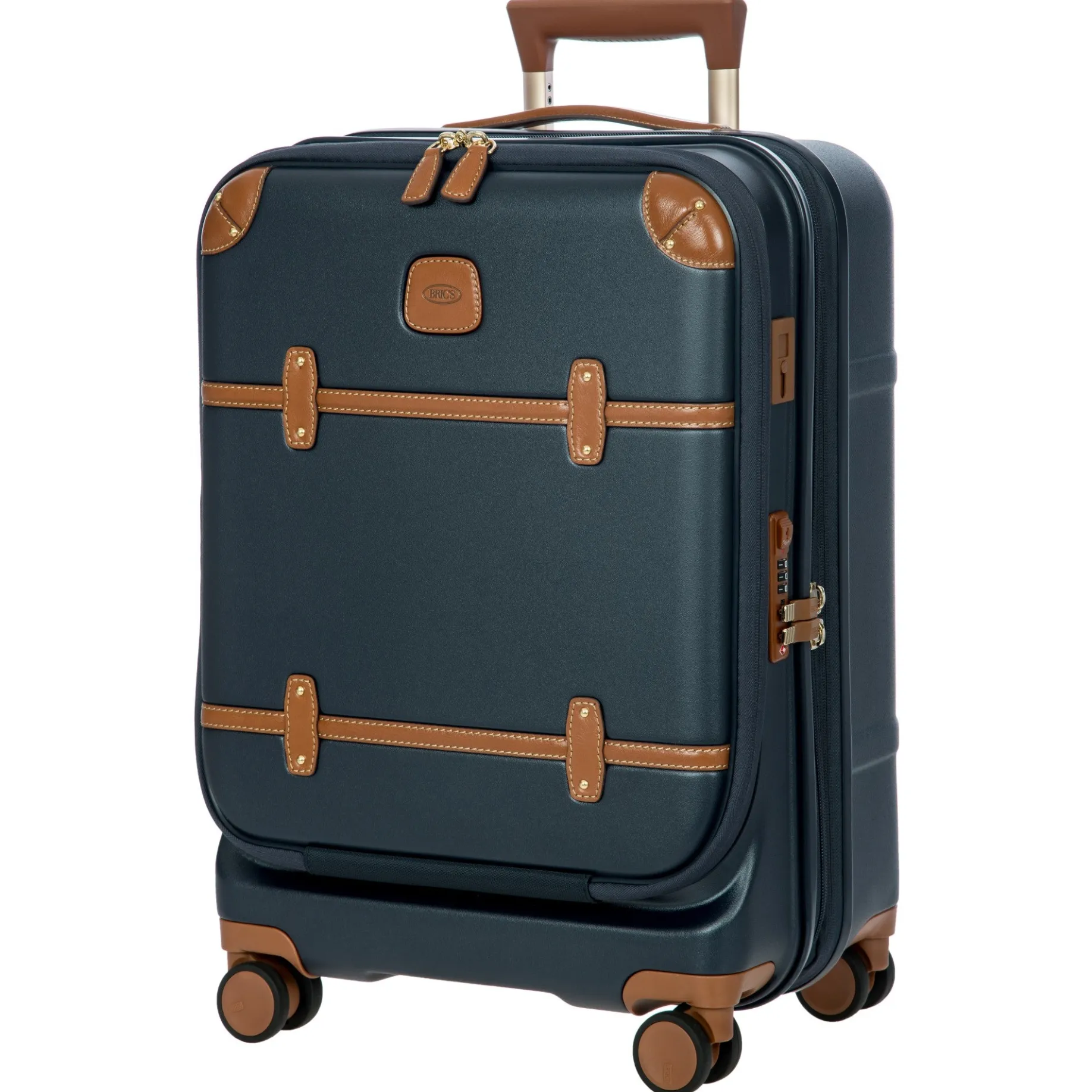 Bellagio - 4-Rollen-Kabinentrolley mit Vortasche 55 cm erw. recycelt (blue/tan)