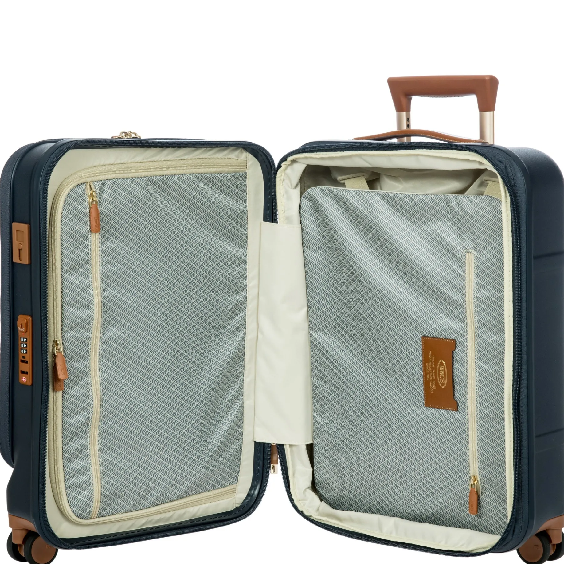 Bellagio - 4-Rollen-Kabinentrolley mit Vortasche 55 cm erw. recycelt (blue/tan)