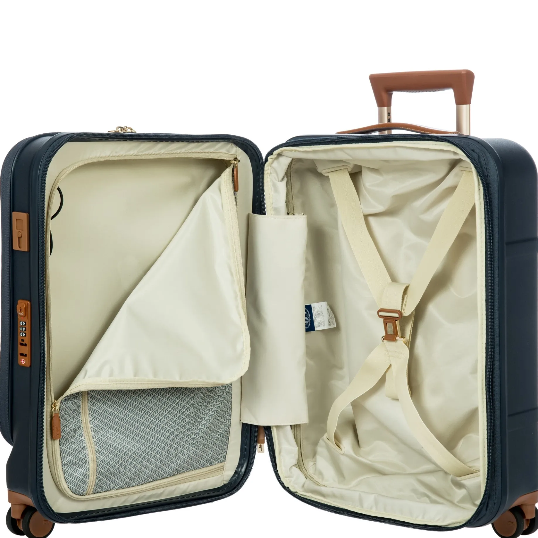 Bellagio - 4-Rollen-Kabinentrolley mit Vortasche 55 cm erw. recycelt (blue/tan)
