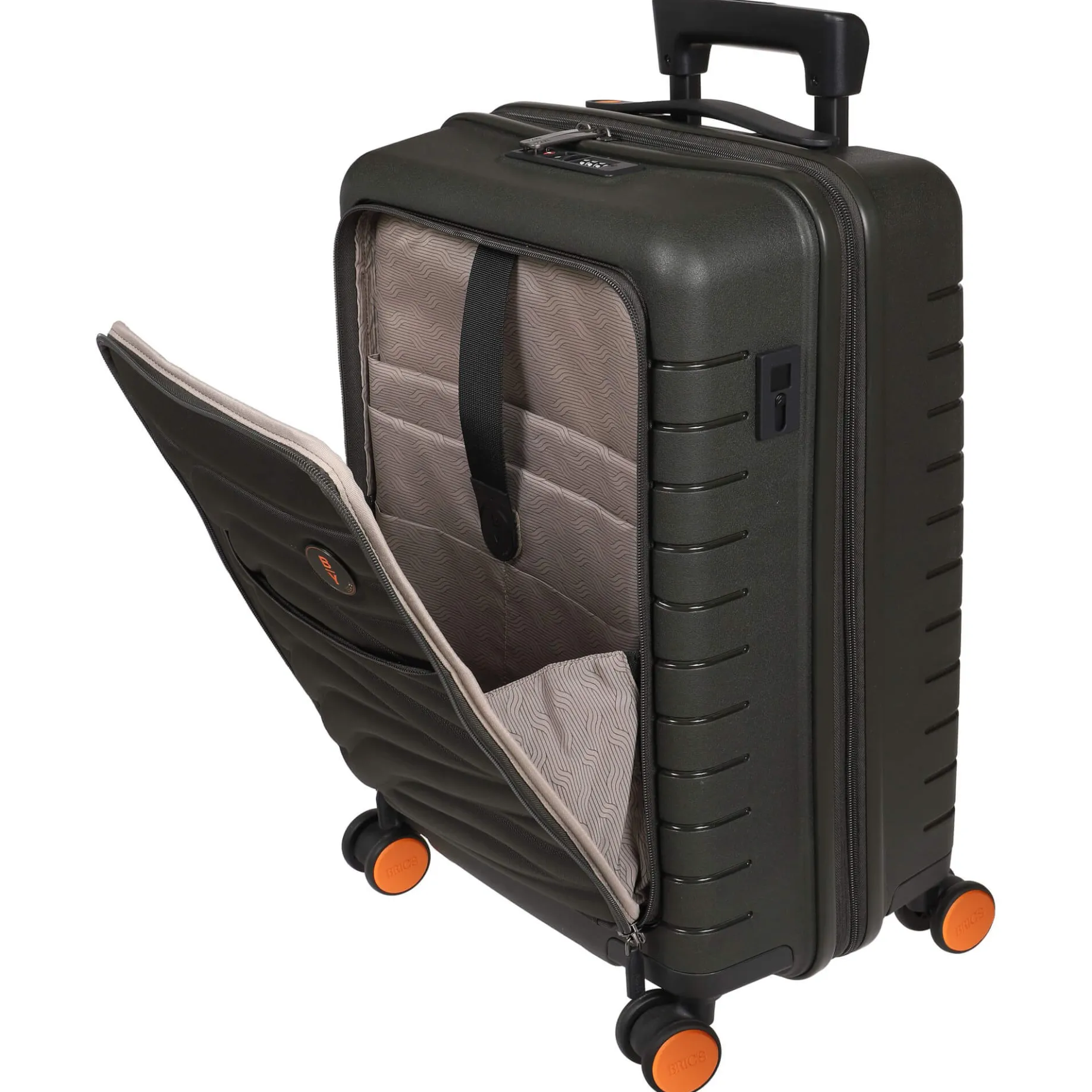 BY Ulisse - 4-Rollen-Kabinentrolley mit Vortasche 55 cm erw. USB (olive)