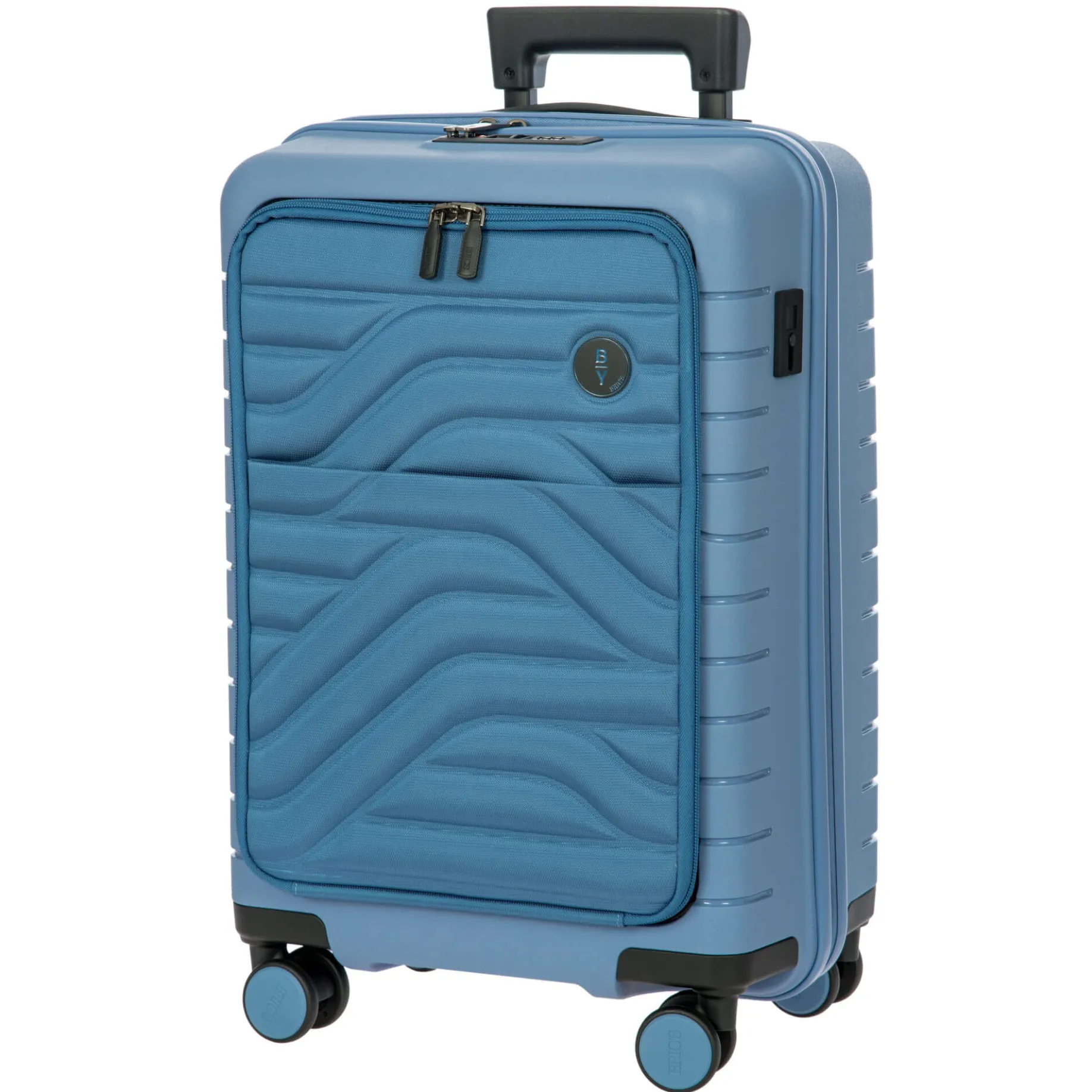 BY Ulisse - 4-Rollen-Kabinentrolley mit Vortasche 55 cm erw. USB (grey blue)