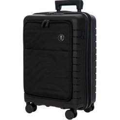 BY Ulisse - 4-Rollen-Kabinentrolley mit Vortasche 55 cm erw. USB (black, 55 cm (Vortasche))