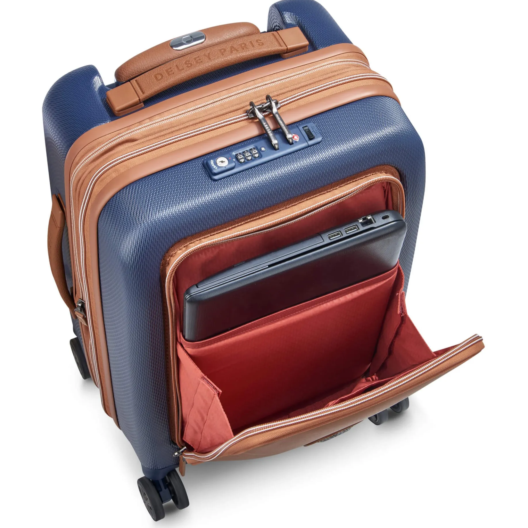Chatelet Air 2.0 - 4-Rollen-Kabinentrolley 55 cm erw. 14" USB (marineblau)