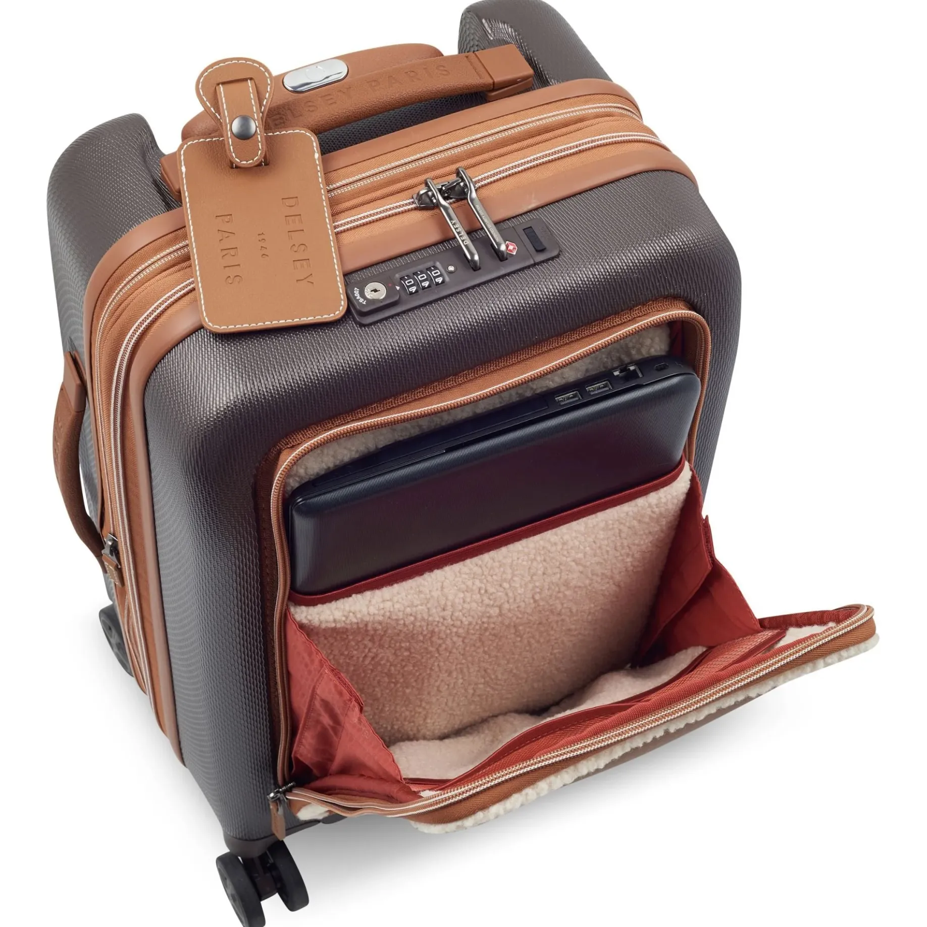 Chatelet Air 2.0 - 4-Rollen-Kabinentrolley 55 cm erw. 14" USB (braun)