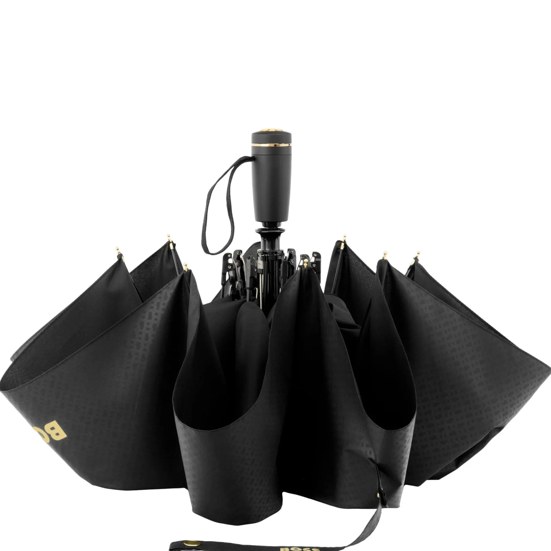 Double B - Taschenschirm Regenschirm (black & gold)