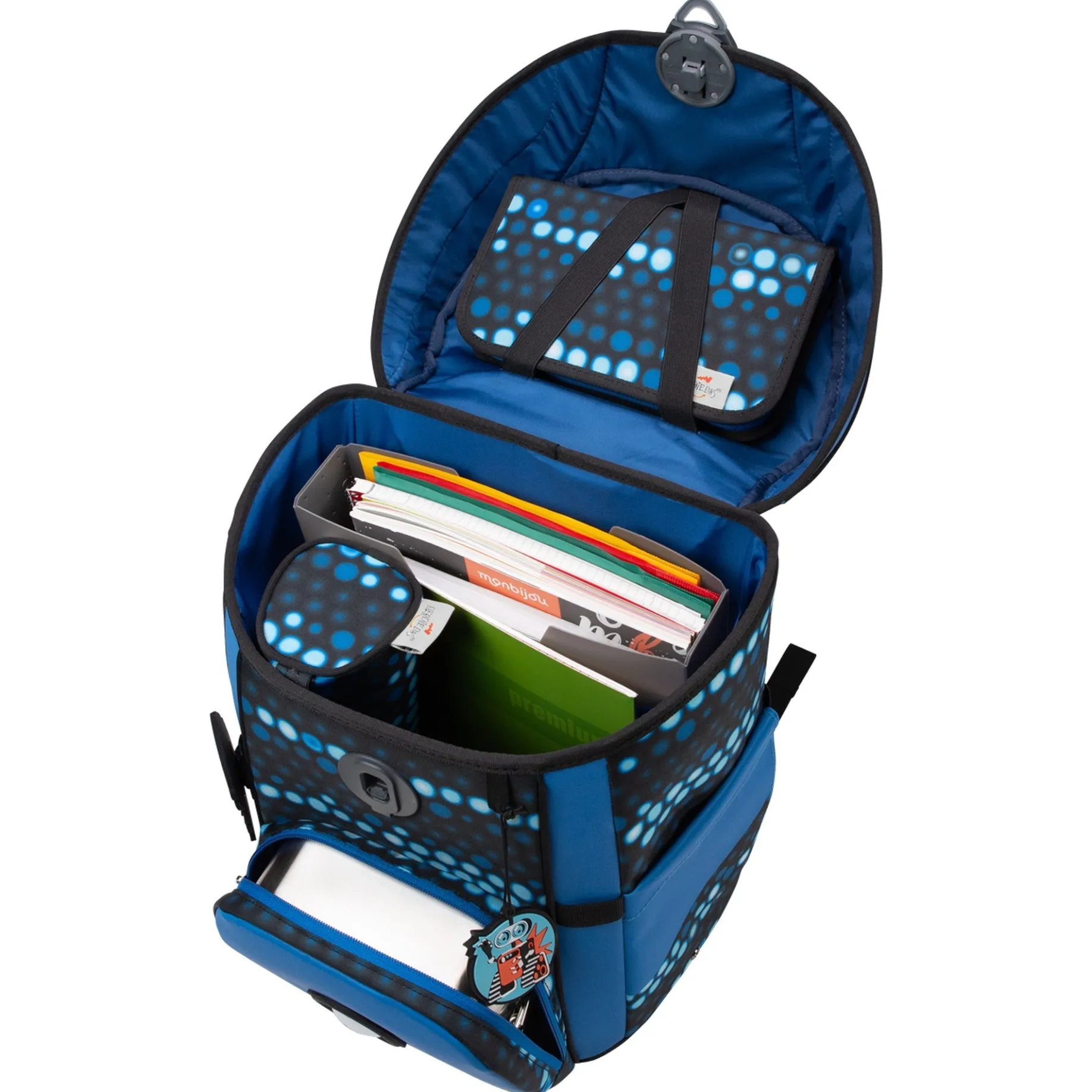 ErgoFlex Easy Exklusiv Superflash - Schulranzen Set 5 tlg. 950g (Blue Robot)