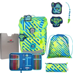 ErgoFlex Easy Superflash Neon - Schulranzen Set 5tlg. 950 g (Monster)