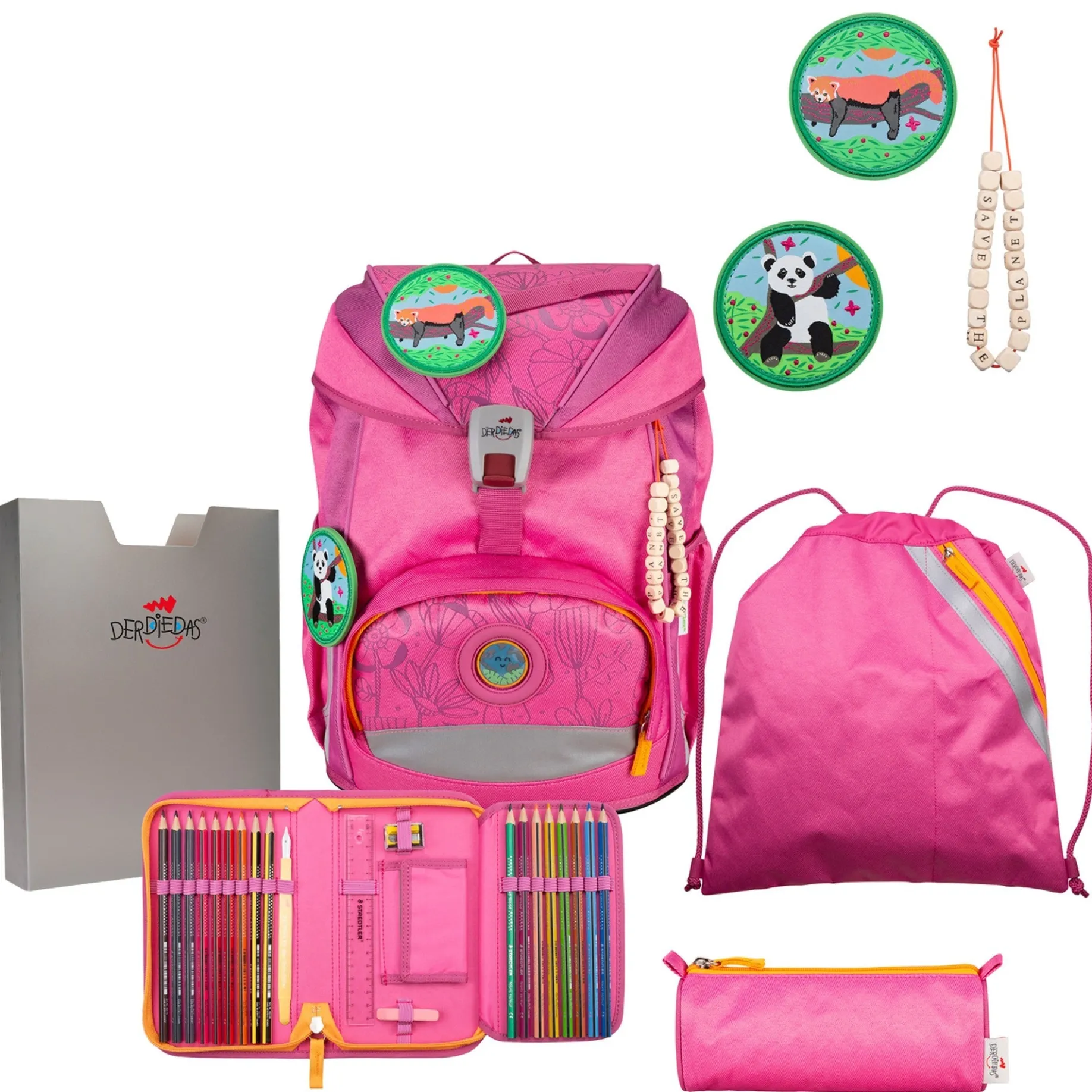 ErgoFlex Exklusiv ECO - Schulranzen Set 5tlg. 800g (Pink Planet)