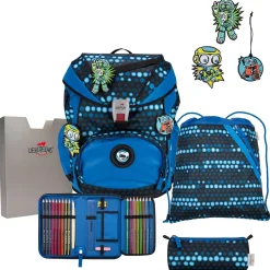 ErgoFlex Exklusiv Superflash - Schulranzen Set 5tlg. 800g (Blue Robot)