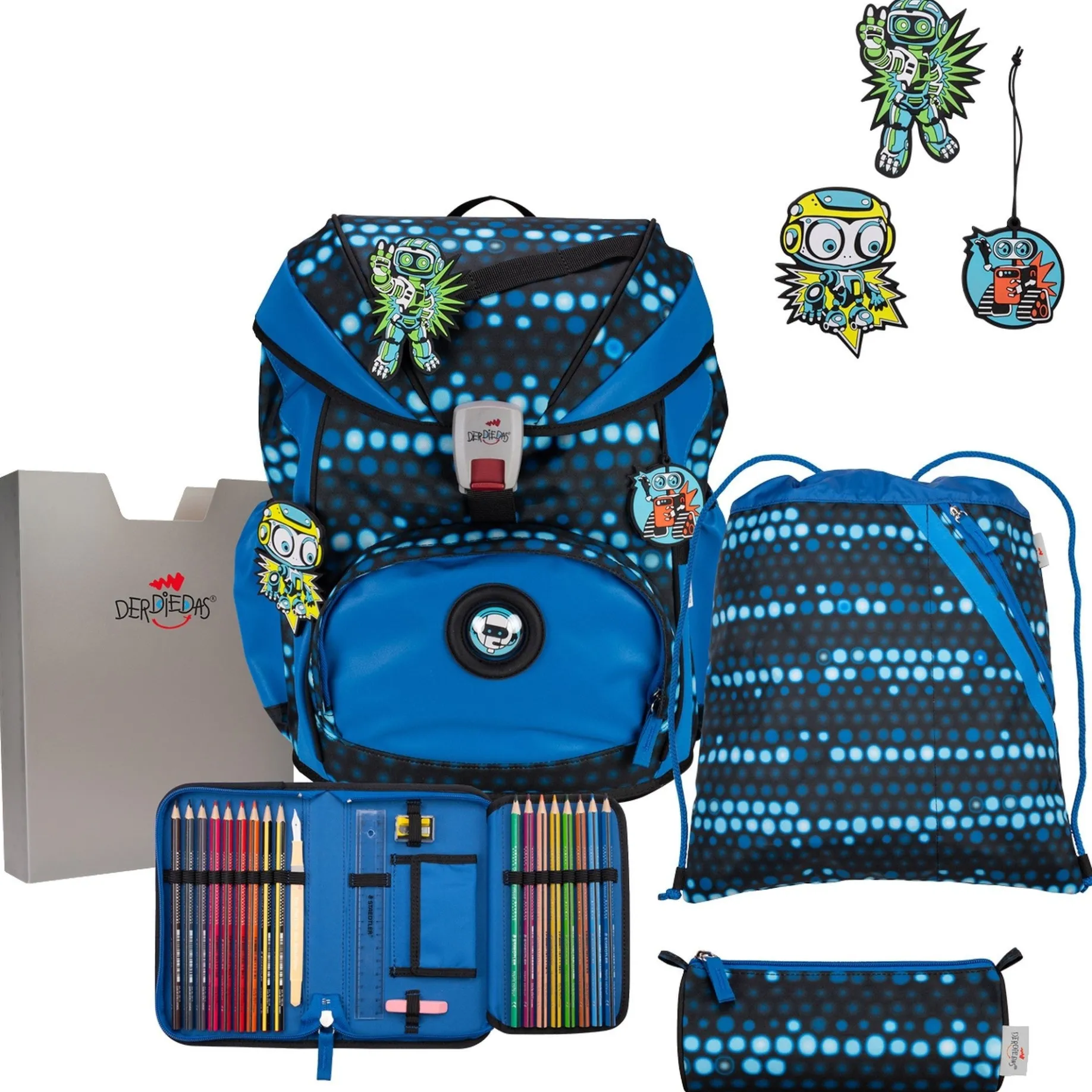 ErgoFlex Exklusiv Superflash - Schulranzen Set 5tlg. 800g (Blue Robot)