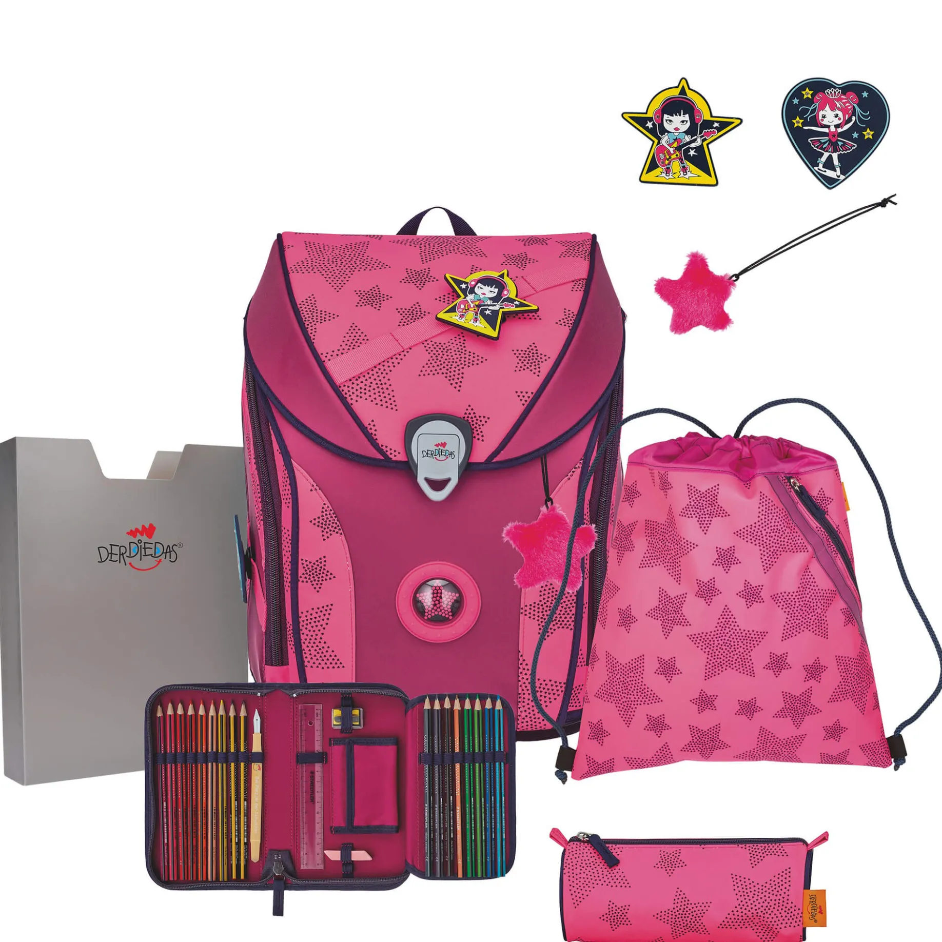 ErgoFlex Max Superflash Neon - Schulranzen Set 5tlg. 950g (Neon Star)