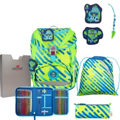 ErgoFlex Superflash Exklusiv Neon - Schulranzen Set 5tlg. 800g (Monster)