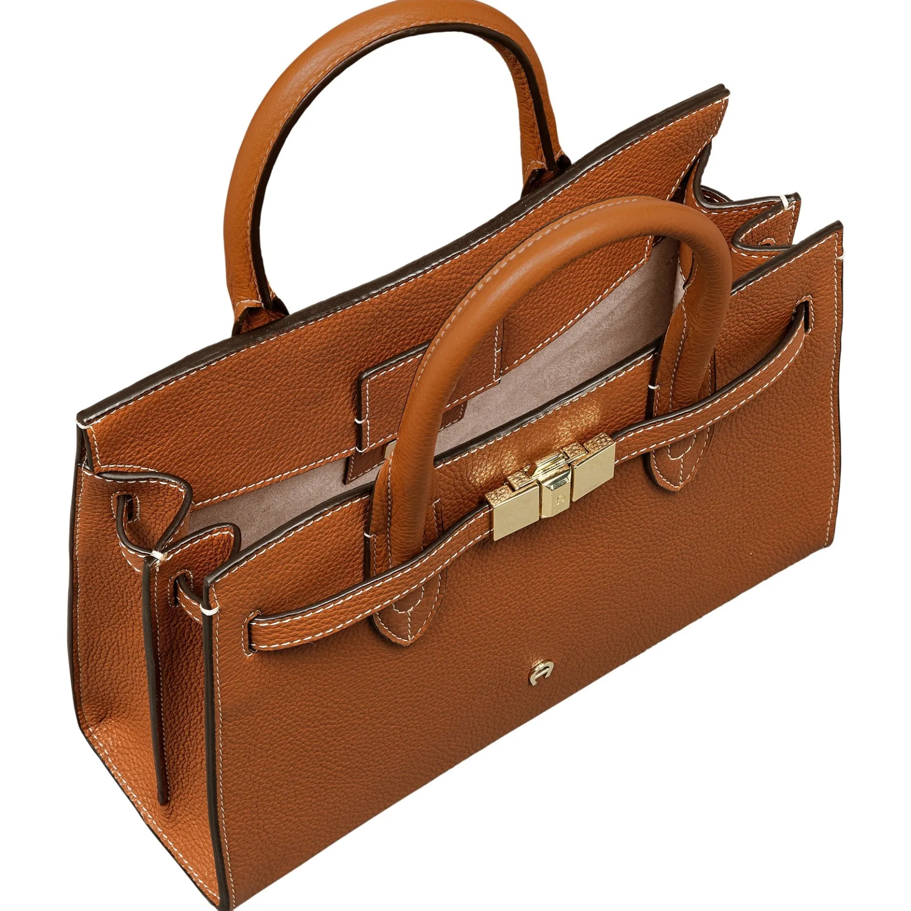 Farah - Henkeltasche M 28 cm (Farbe: cognac brown)