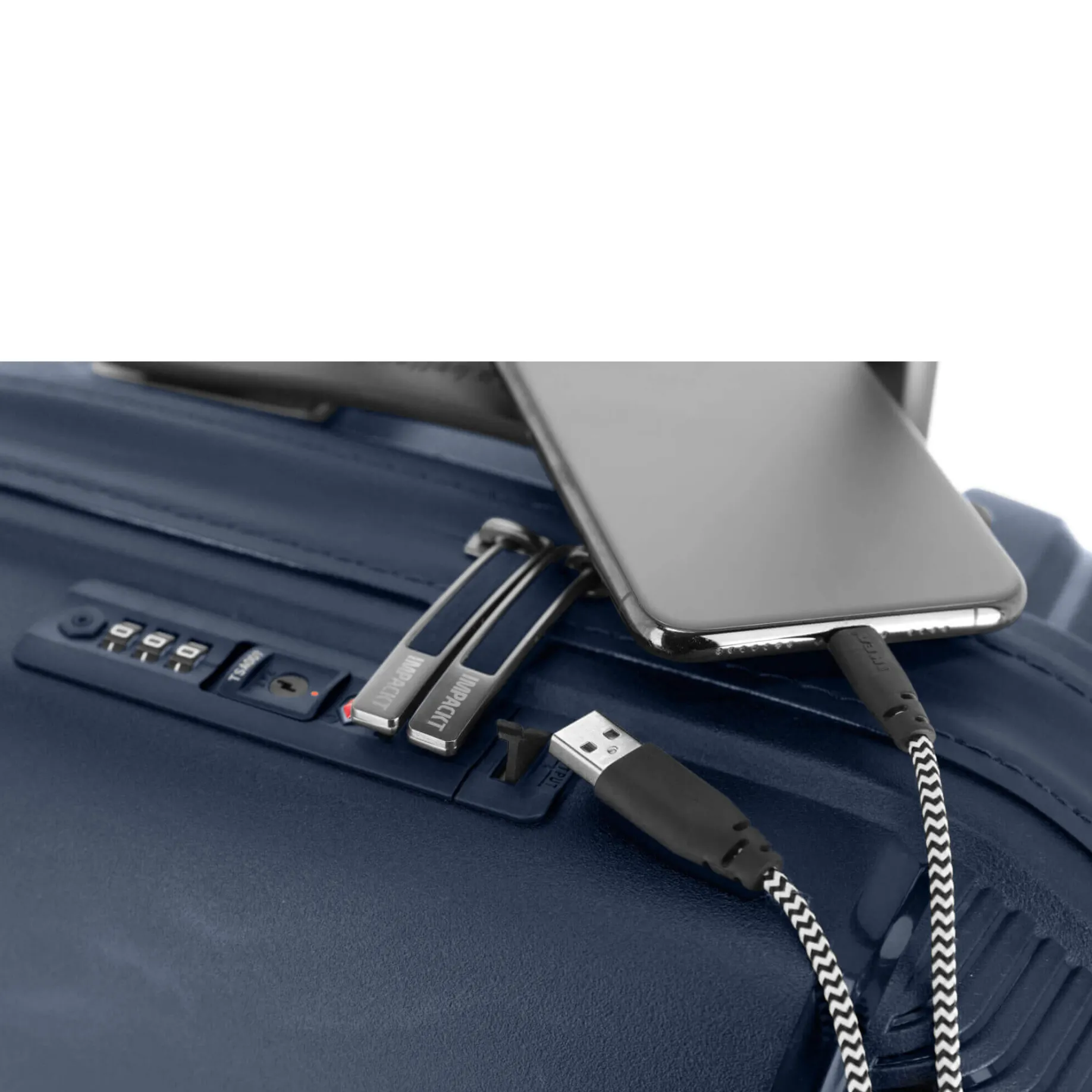 IP1 - 4-Rollen-Kabinentrolley 55 cm S mit USB Port (Glacier blue)