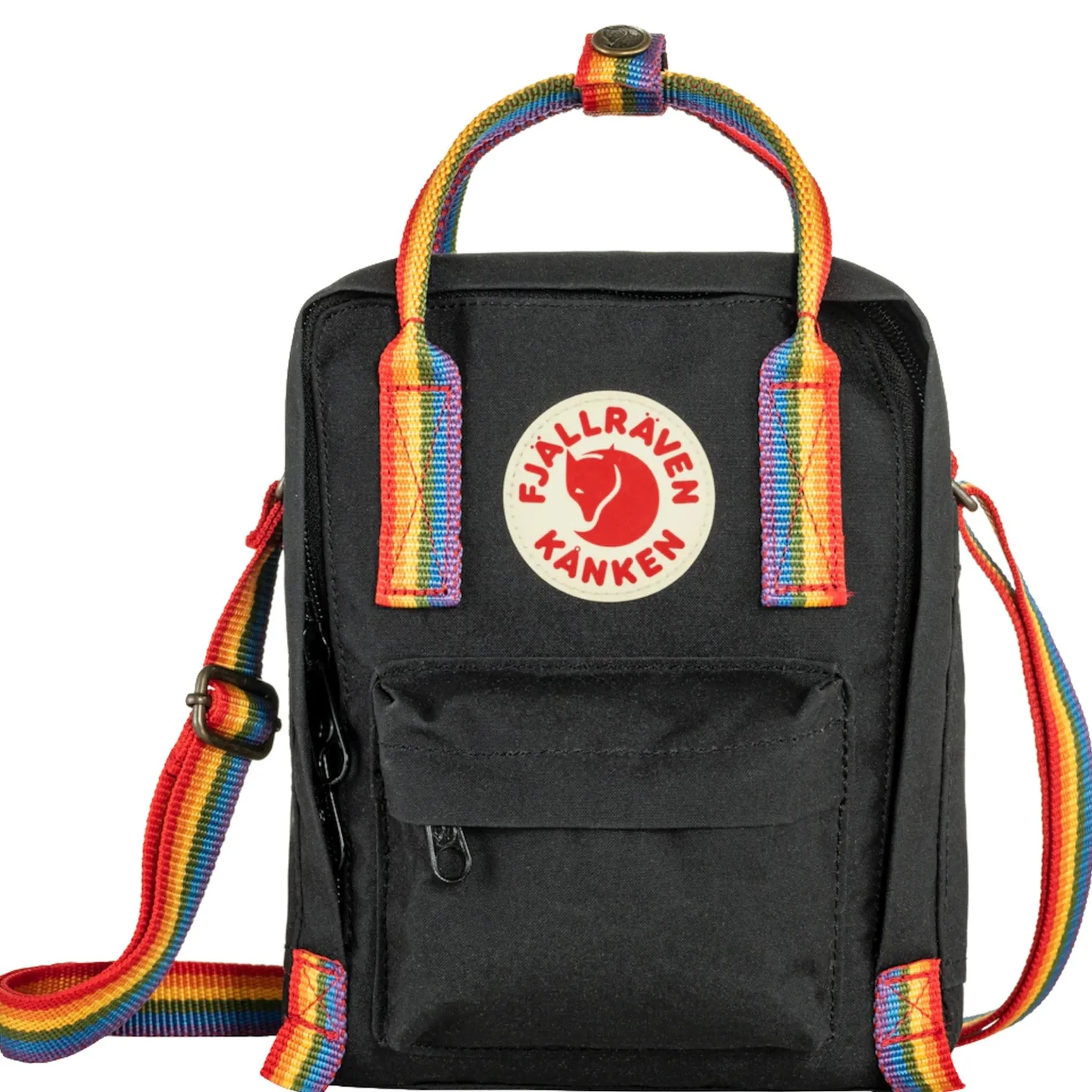 Kanken Rainbow Sling - Umhängetasche 20 cm (black-rainbow pattern)