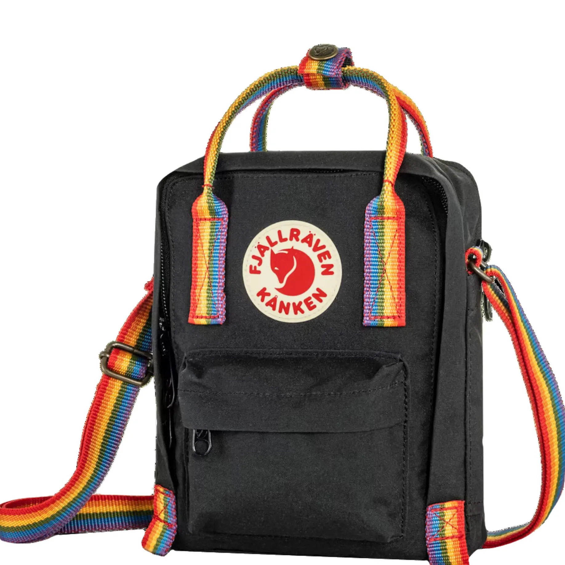 Kanken Rainbow Sling - Umhängetasche 20 cm (black-rainbow pattern)