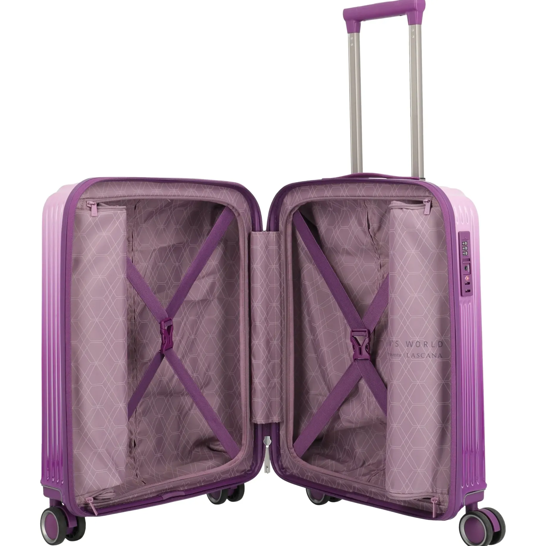 LASCANA Edition - 4-Rollen-Kabinentrolley 55 cm (purple degrade)