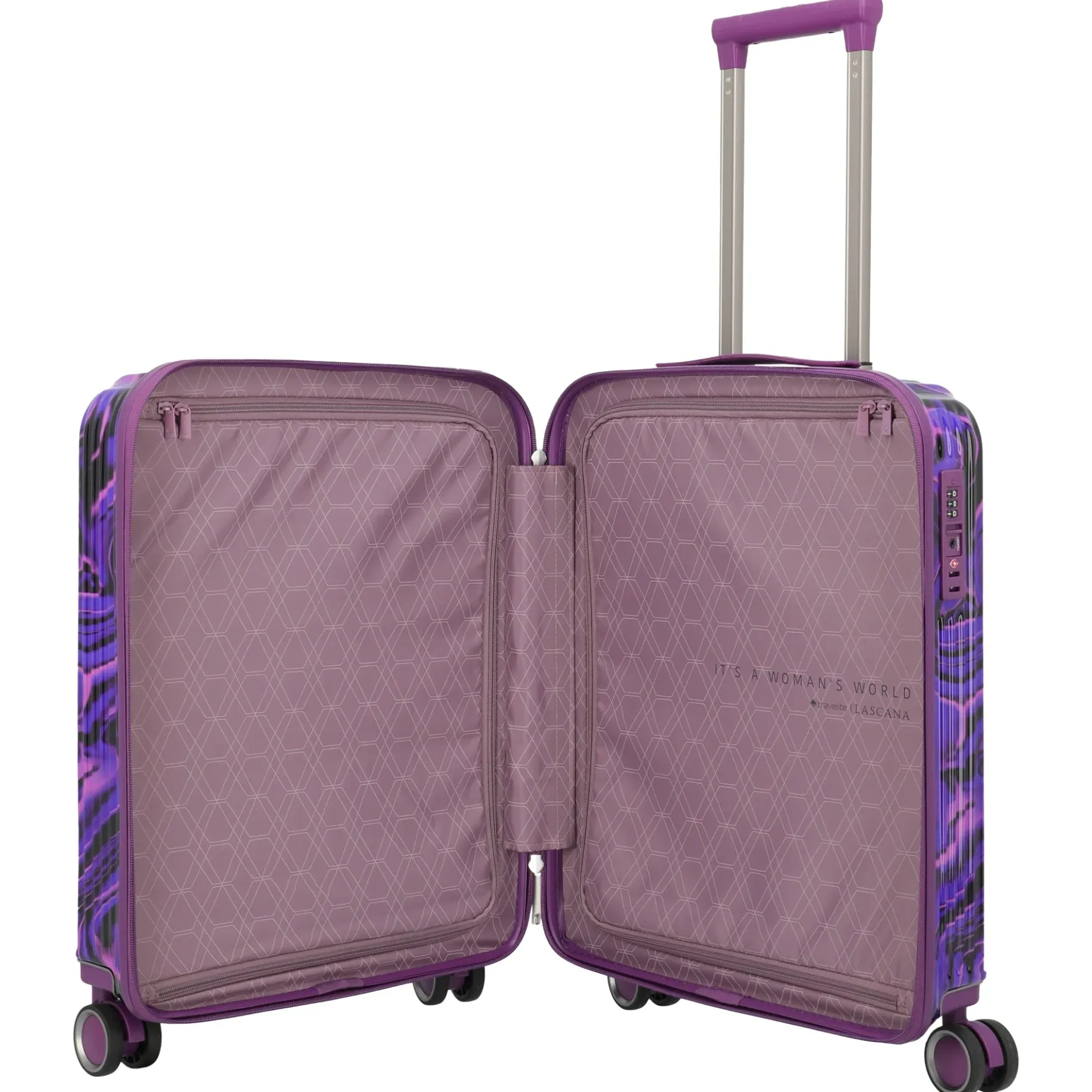 LASCANA Edition - 4-Rollen-Kabinentrolley 55 cm (purple swirl)