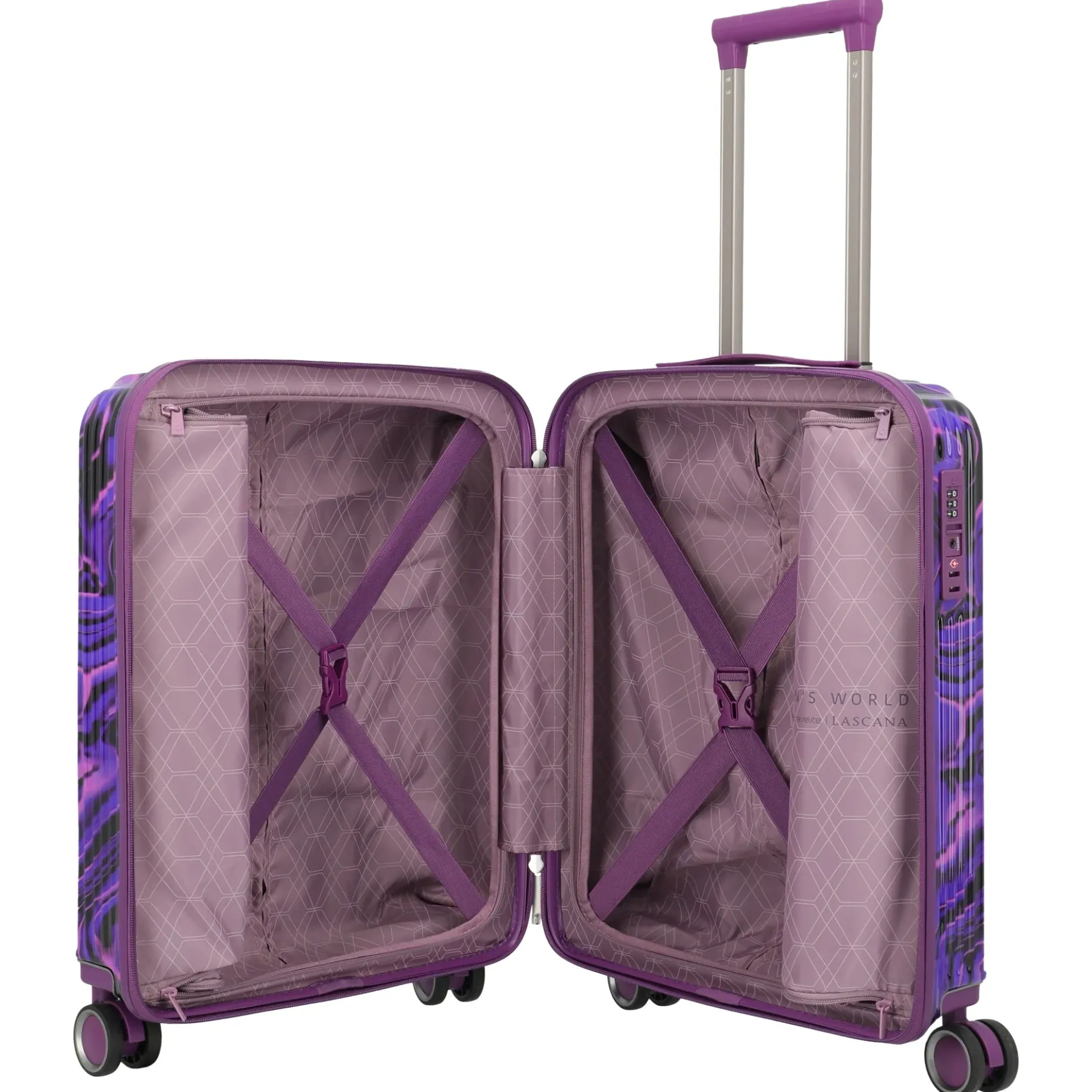 LASCANA Edition - 4-Rollen-Kabinentrolley 55 cm (purple swirl)