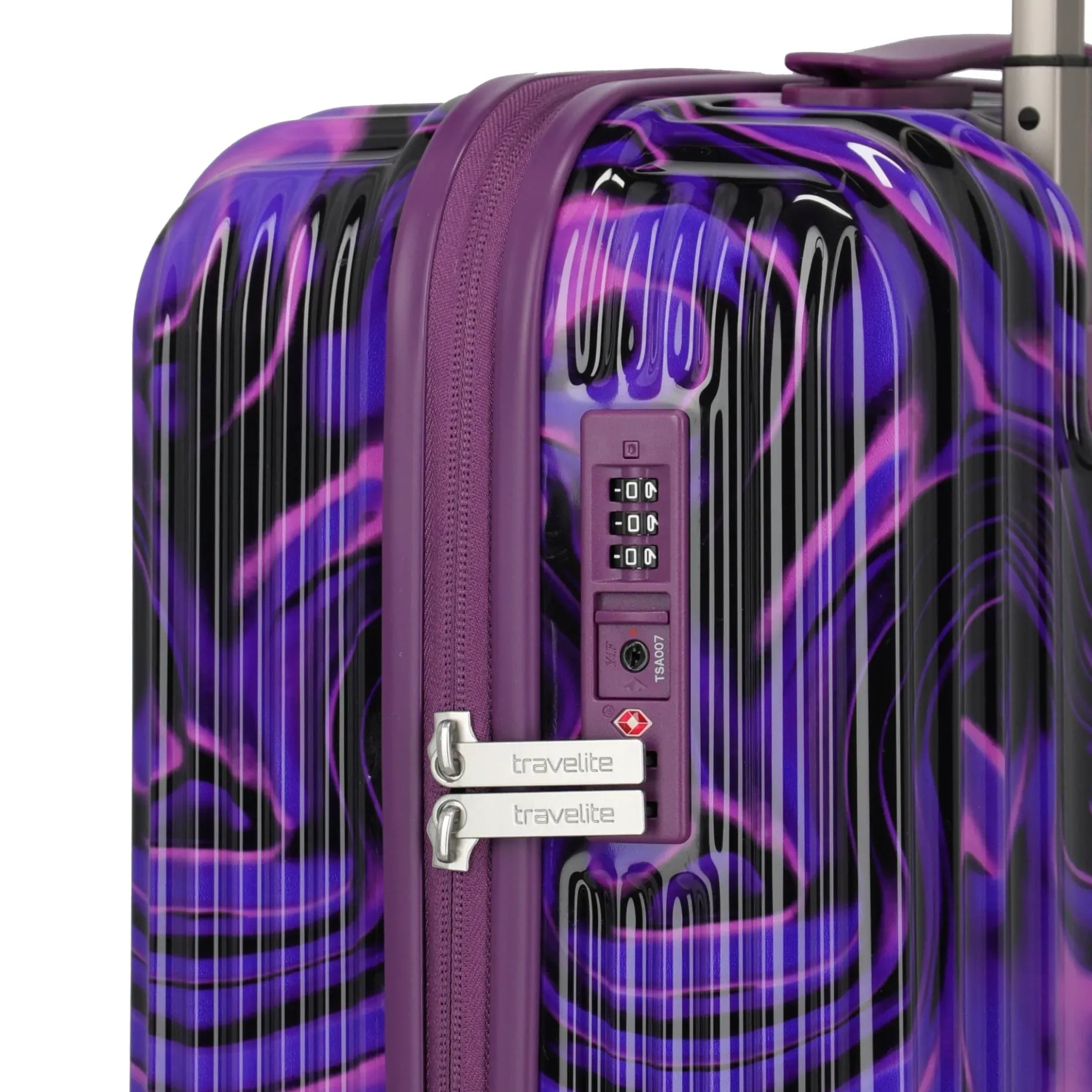 LASCANA Edition - 4-Rollen-Kabinentrolley 55 cm (purple swirl)