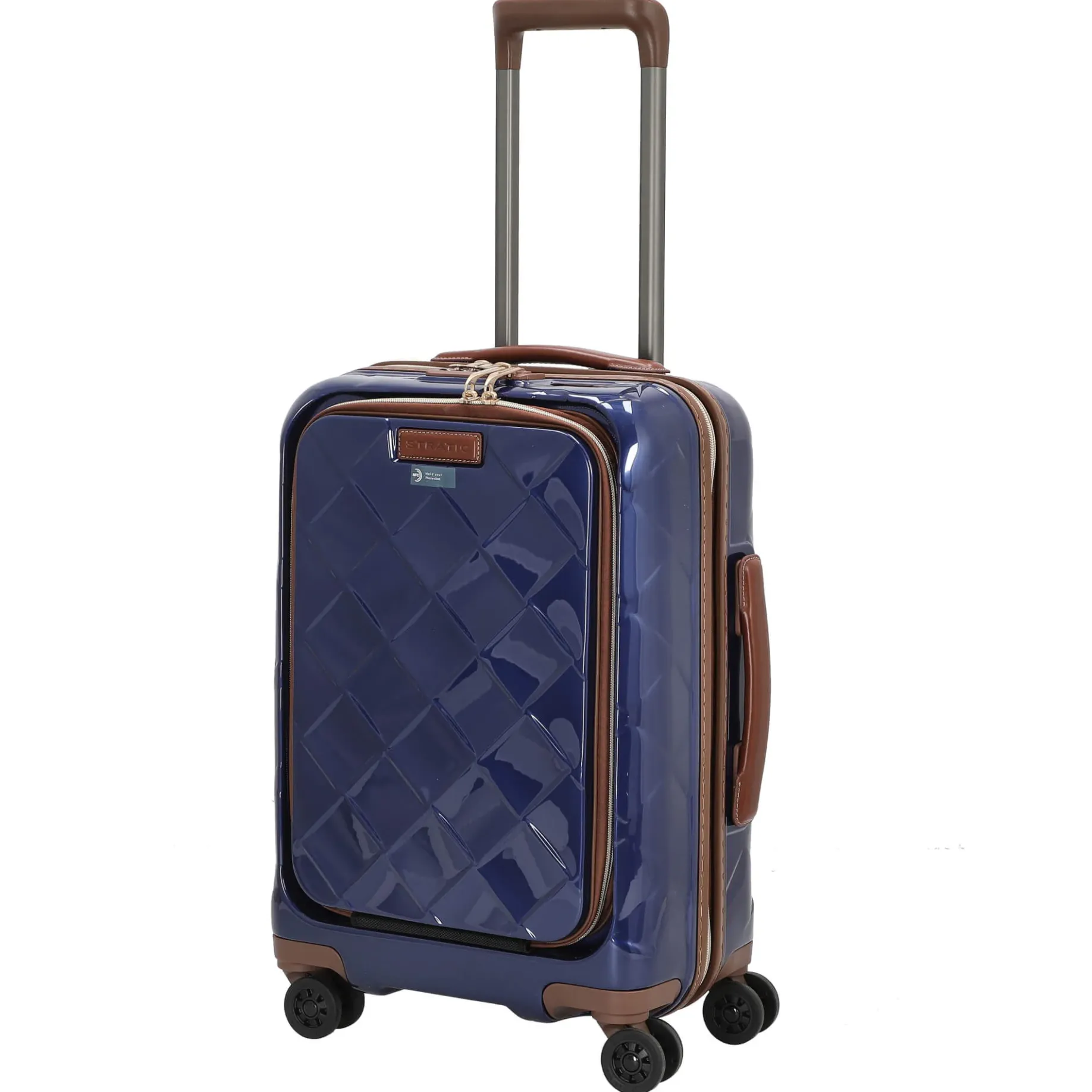 Leather and More - 4-Rollen-Kabinentrolley Vortasche 15" 55 cm S (blue)