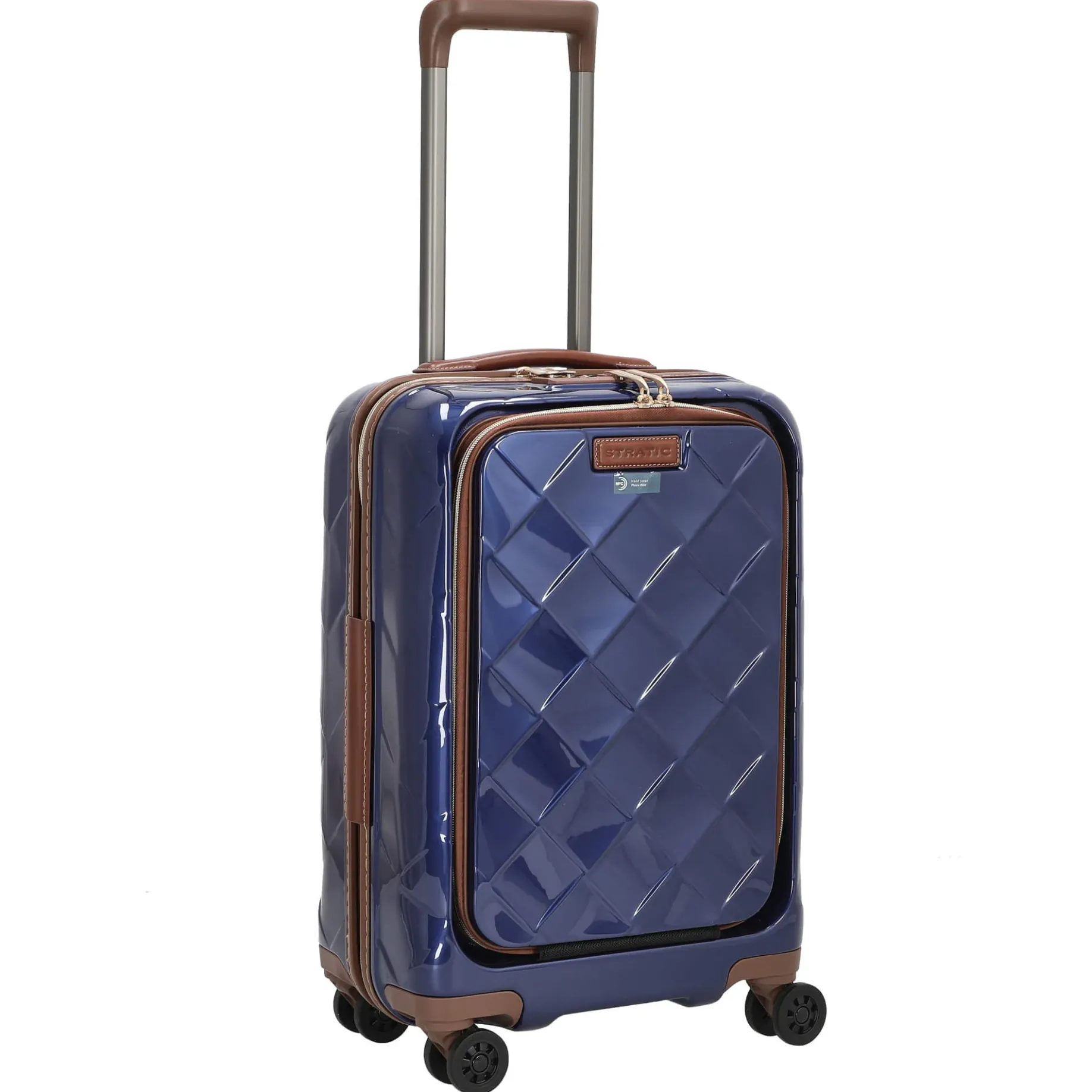 Leather and More - 4-Rollen-Kabinentrolley Vortasche 15" 55 cm S (blue)