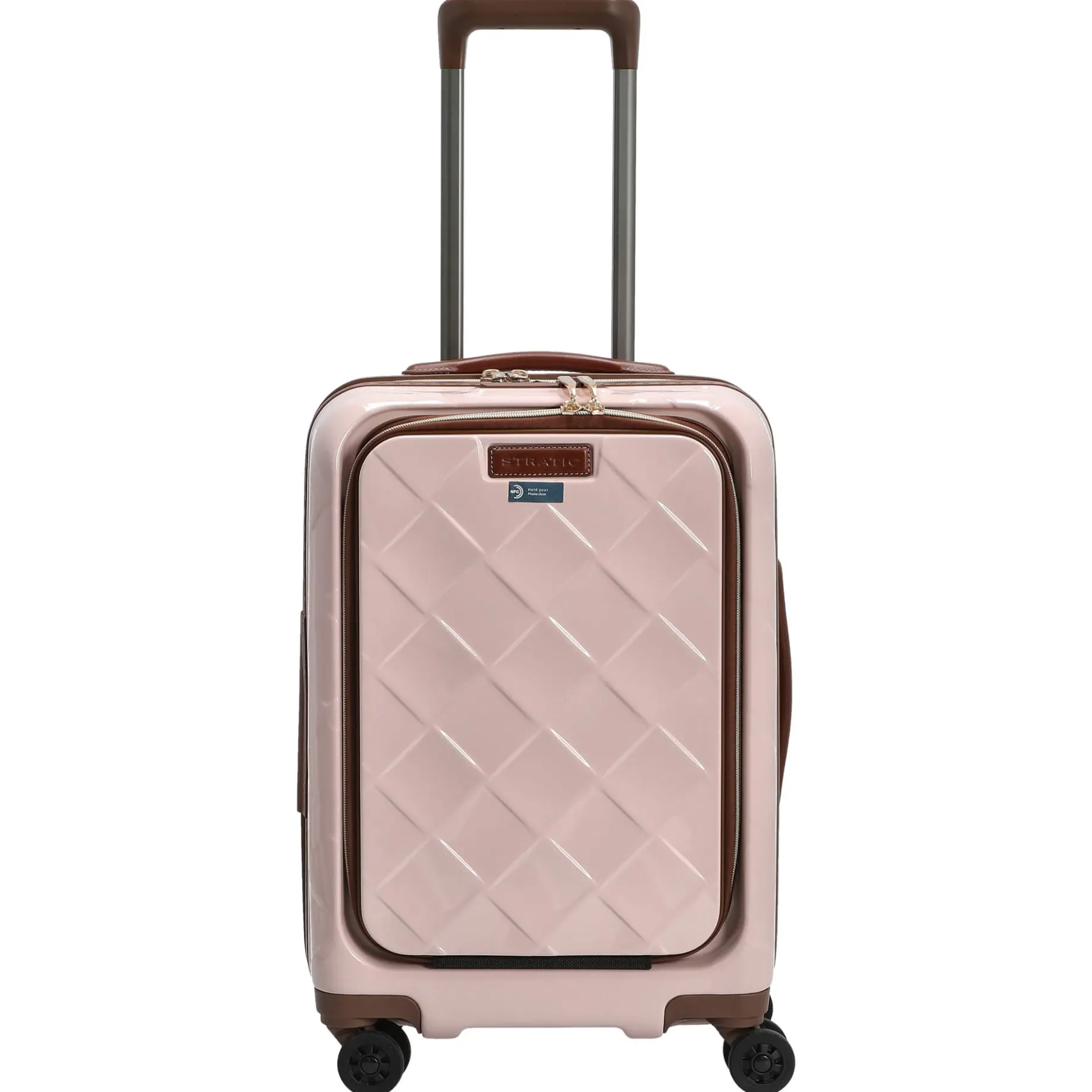 Leather and More - 4-Rollen-Kabinentrolley Vortasche 15" 55 cm S (rose)