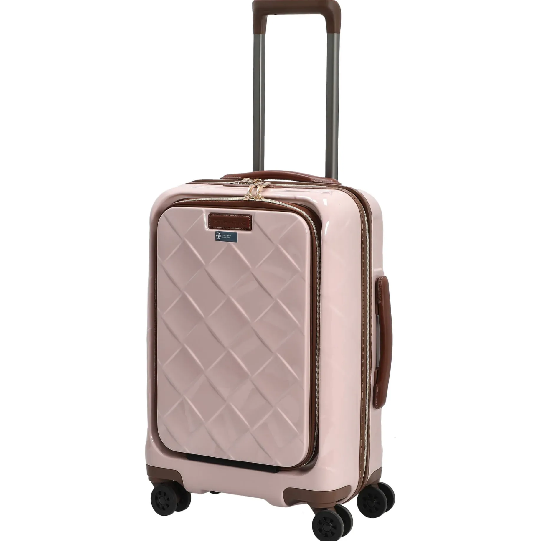 Leather and More - 4-Rollen-Kabinentrolley Vortasche 15" 55 cm S (rose)