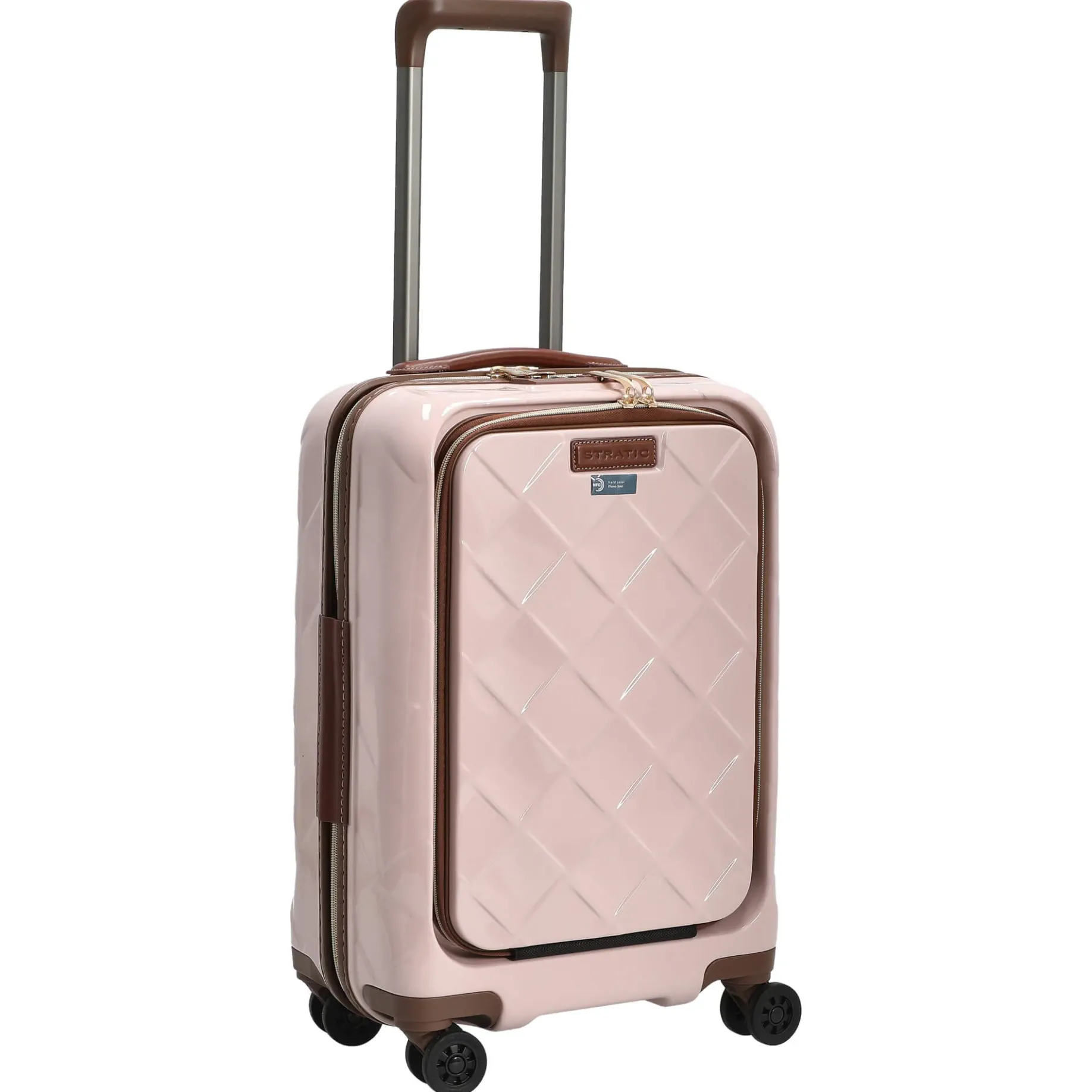 Leather and More - 4-Rollen-Kabinentrolley Vortasche 15" 55 cm S (rose)