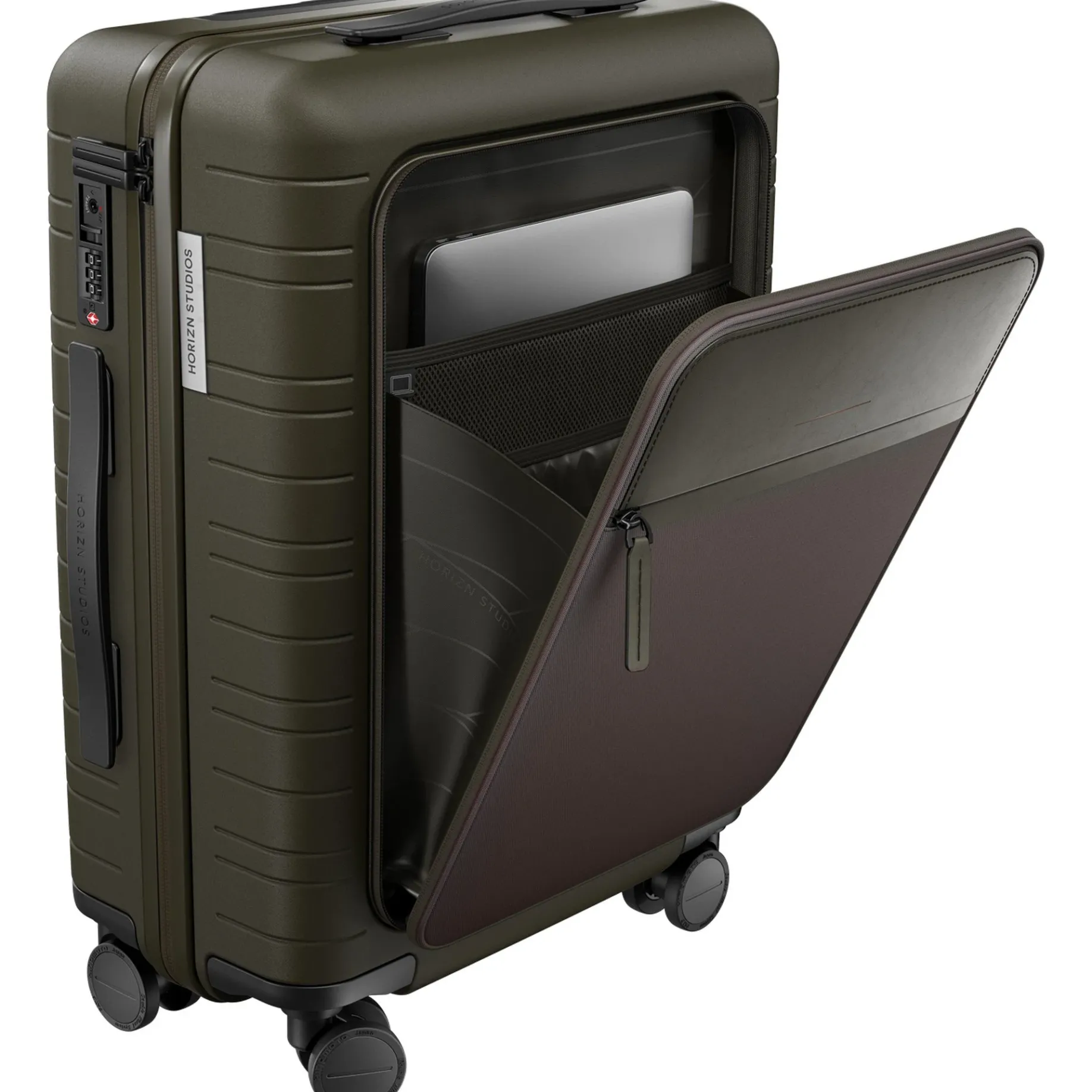 M5 Essential - 4-Rollen-Kabinentrolley mit Vortasche S 55 cm (dark olive)