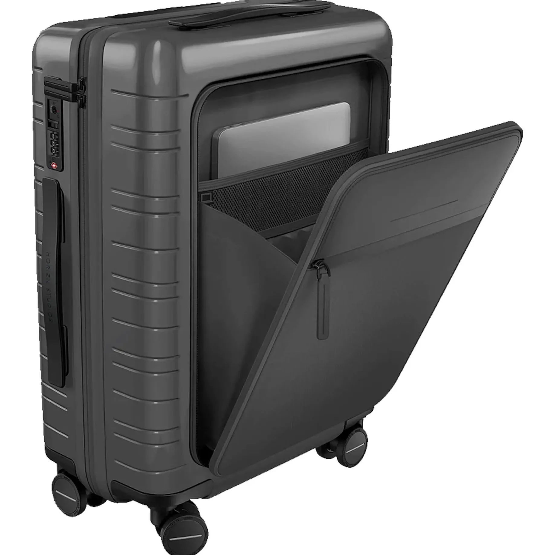 M5 Essential - 4-Rollen-Kabinentrolley mit Vortasche S 55 cm (glossy graphite)