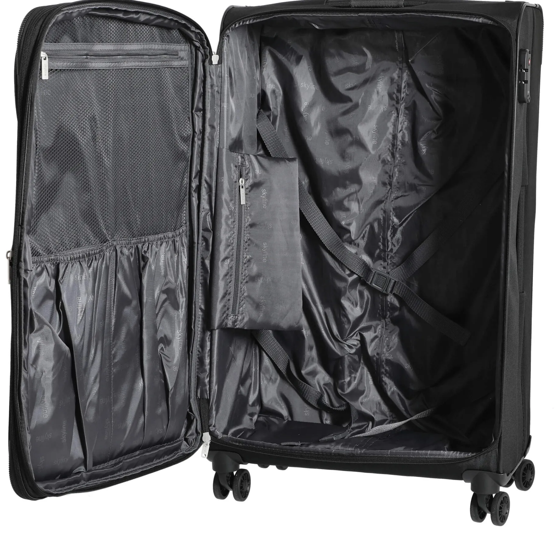Orlando - 4-Rollen-Trolley Set L erw./M. erw./S + Boarding Bag + Beautycase 5tlg. (schwarz)