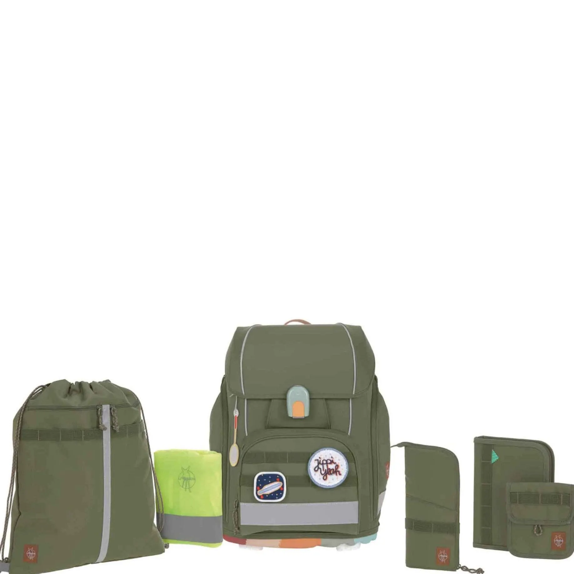 School Set Boxy Unique - Schulranzen Set 7tlg. (Olive)