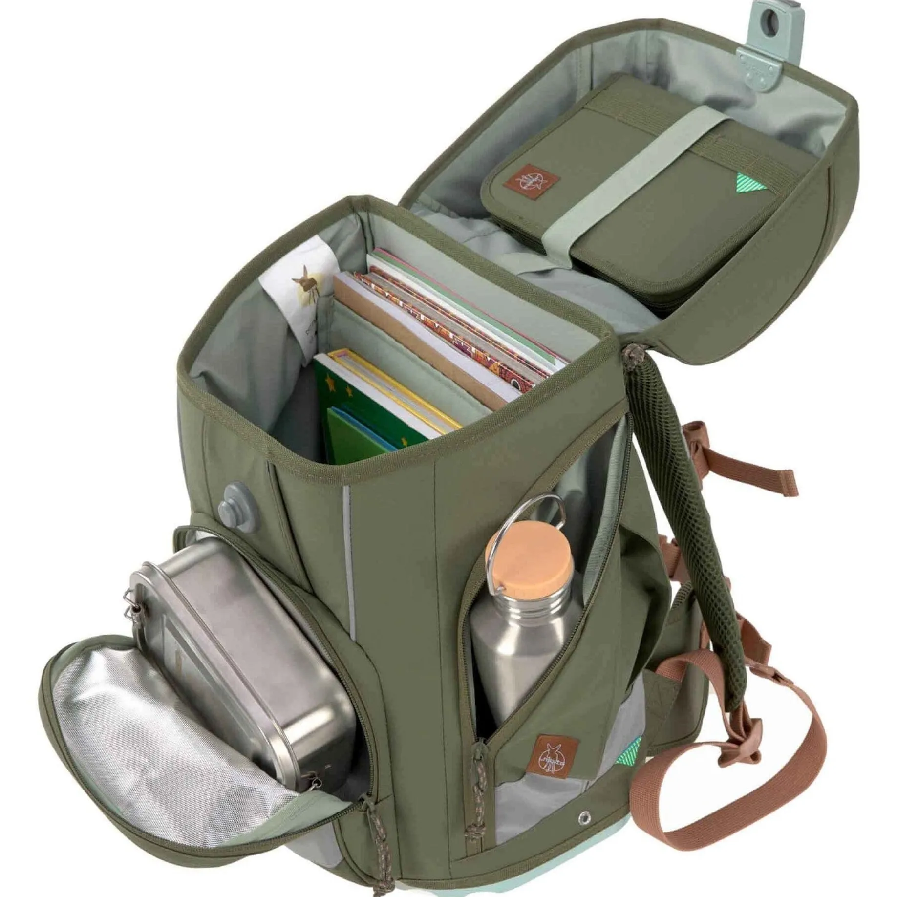 School Set Boxy Unique - Schulranzen Set 7tlg. (Olive)