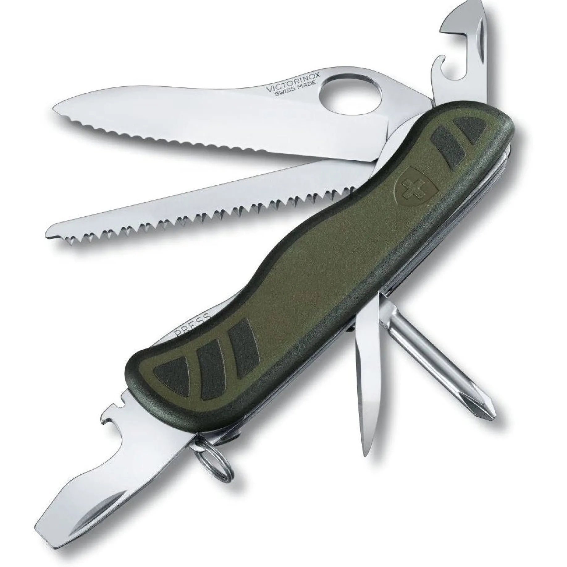 Schweizer Taschenmesser "Soldatenmesser 08" 11.1 cm (green black)