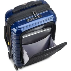 Shadow 5.0 - 4-Rollen-Kabinentrolley mit Vordertasche S 55 cm erw. USB (marineblau)