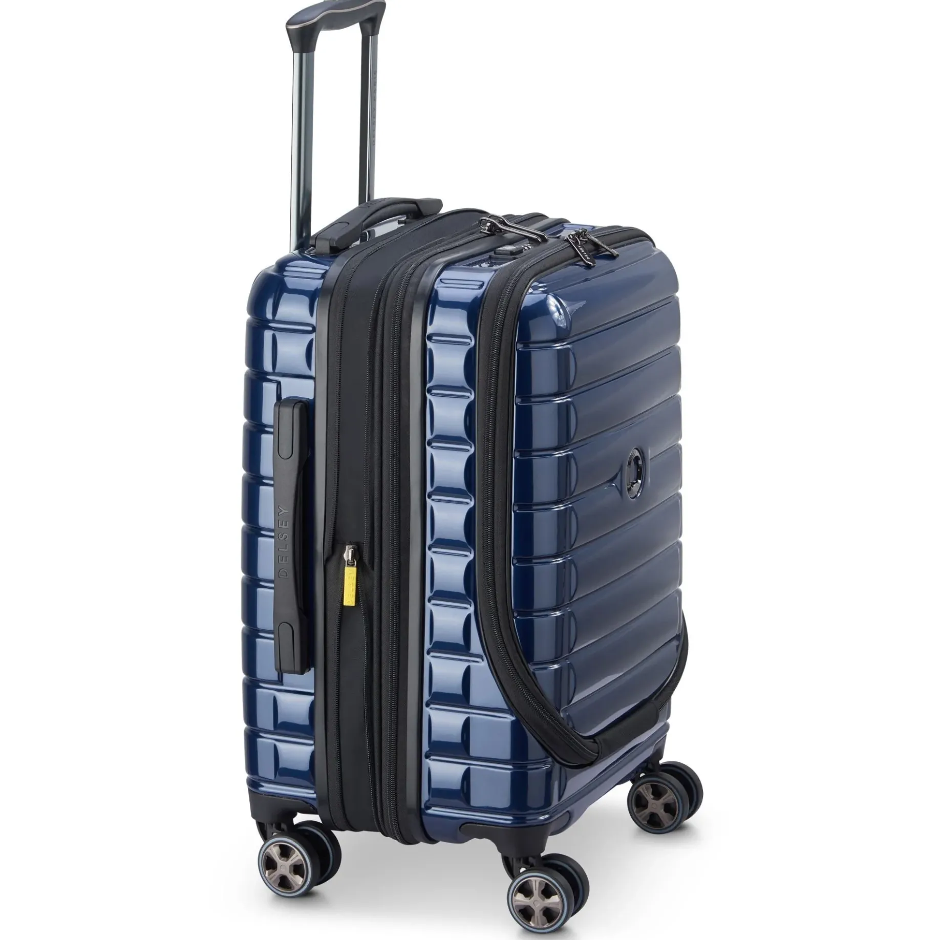 Shadow 5.0 - 4-Rollen-Kabinentrolley mit Vortasche S 55 cm erw. USB (marineblau)