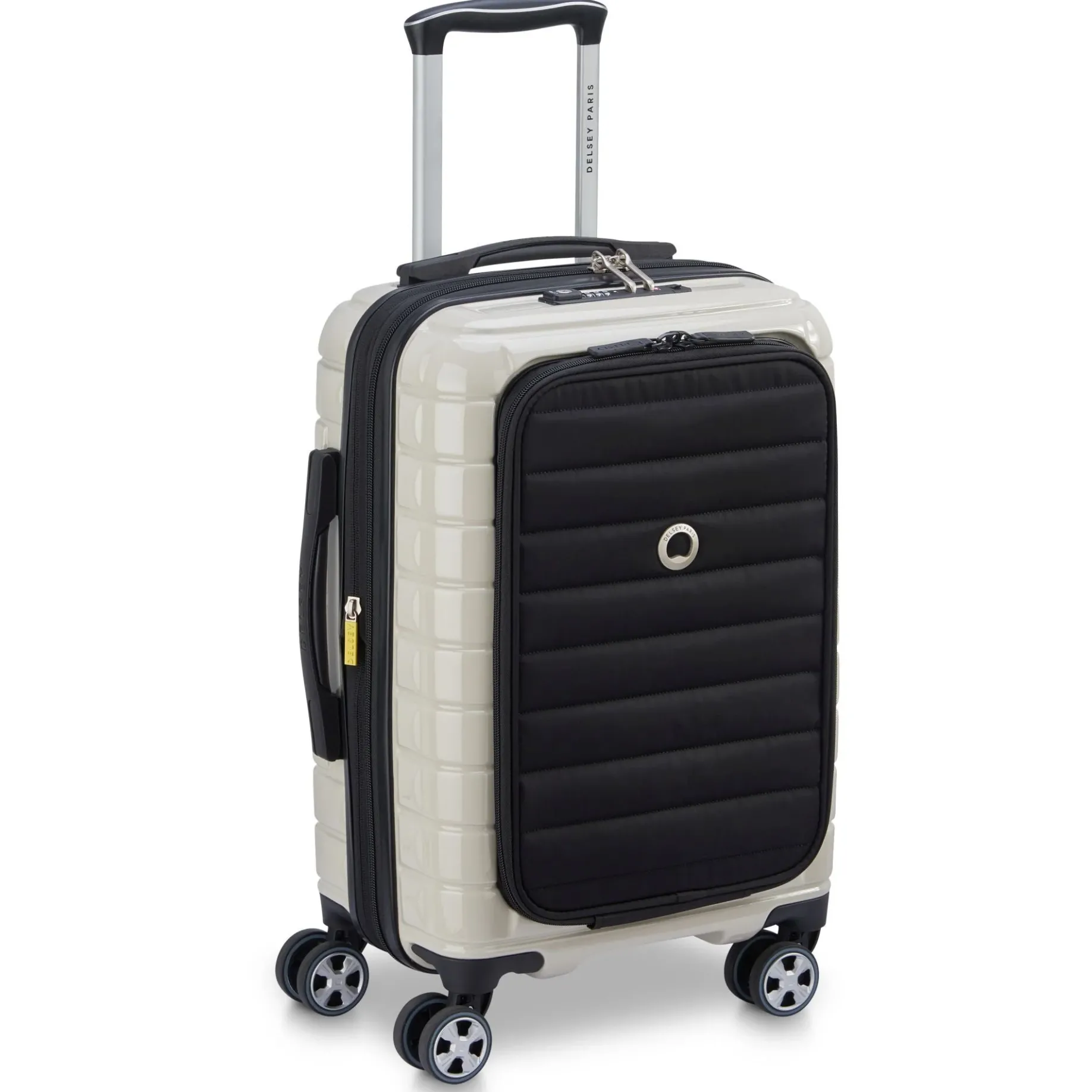 Shadow 5.0 - 4-Rollen-Kabinentrolley mit Vordertasche S 55 cm erw. USB (elfenbein)