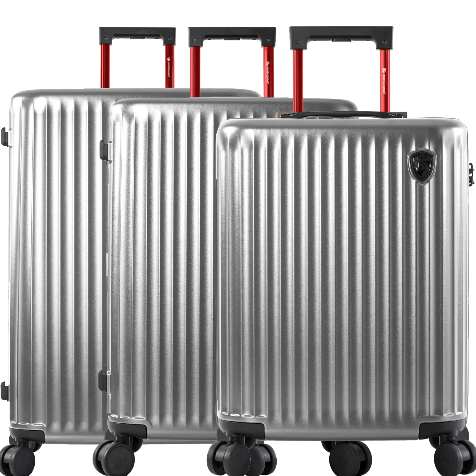 SmartLuggage - 4-Rollen-Trolley Set 3tlg. L/M/S (silver)