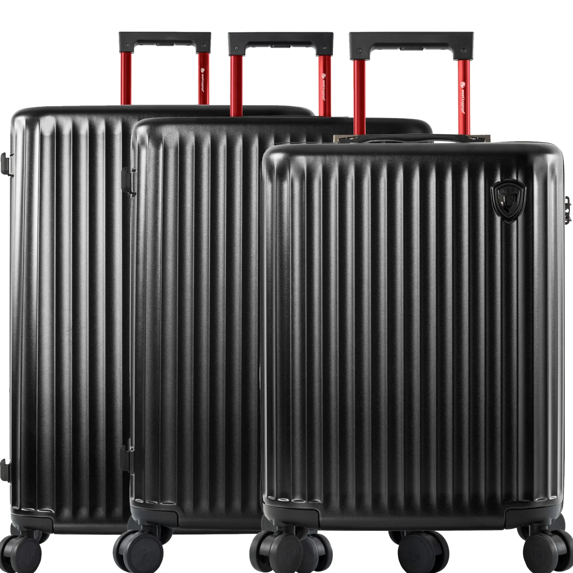 SmartLuggage - 4-Rollen-Trolley Set 3tlg. L/M/S (black)