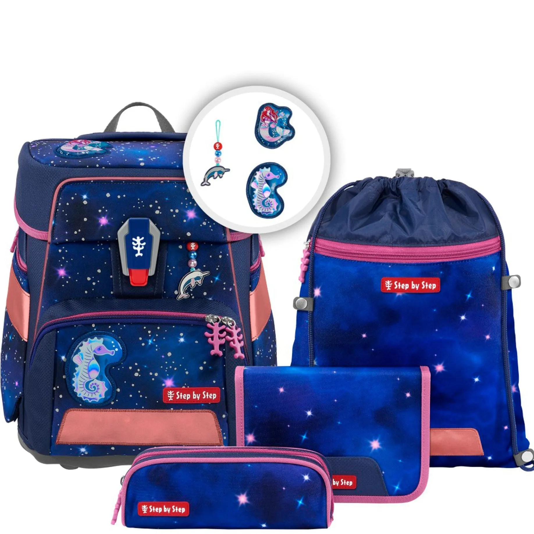 Space Reflect Schulranzen Set 5 tlg. (Star Seahorse Zoe)